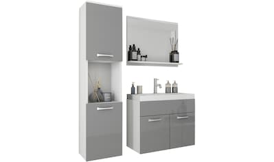 Badmöbel-Set »Lorca«, Set L Lorca 60cm Waschbecken Unterschrank Hochschrank Waschtisch