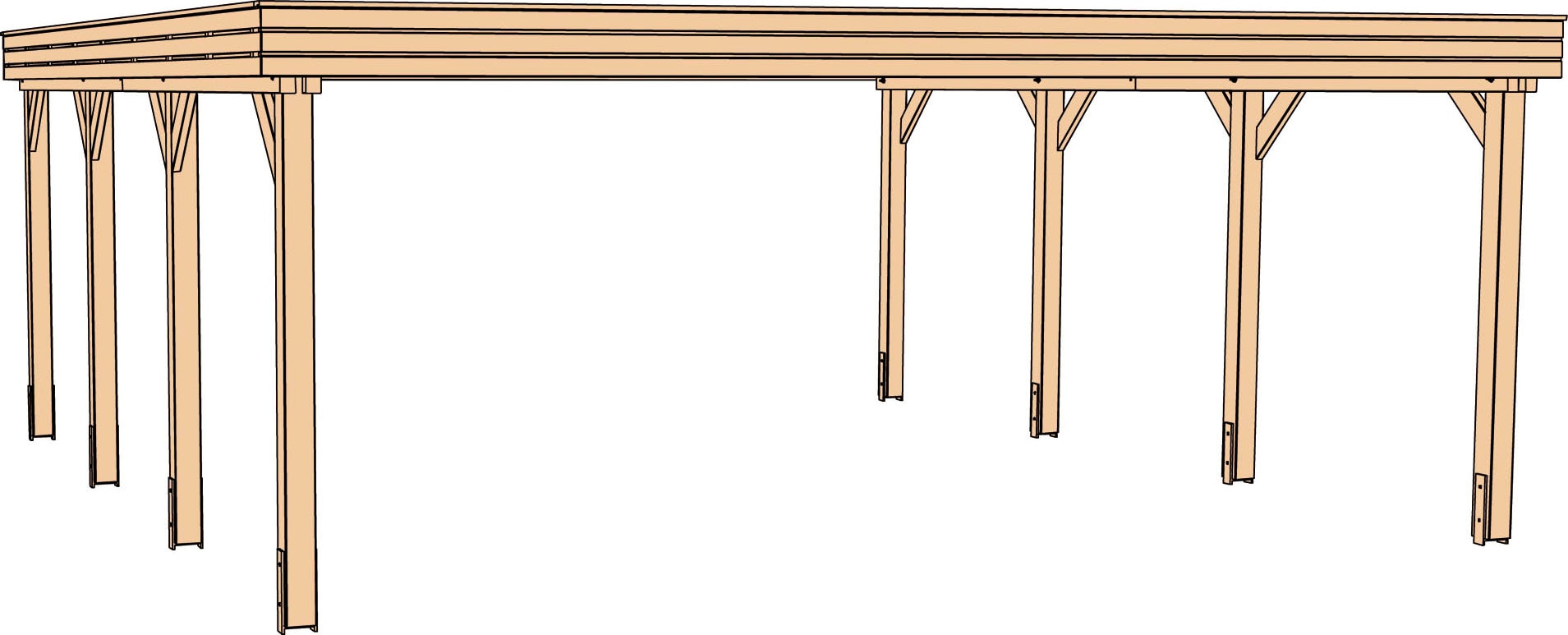 weka Doppelcarport "609 Gr. 1", Holz, 250 cm, braun