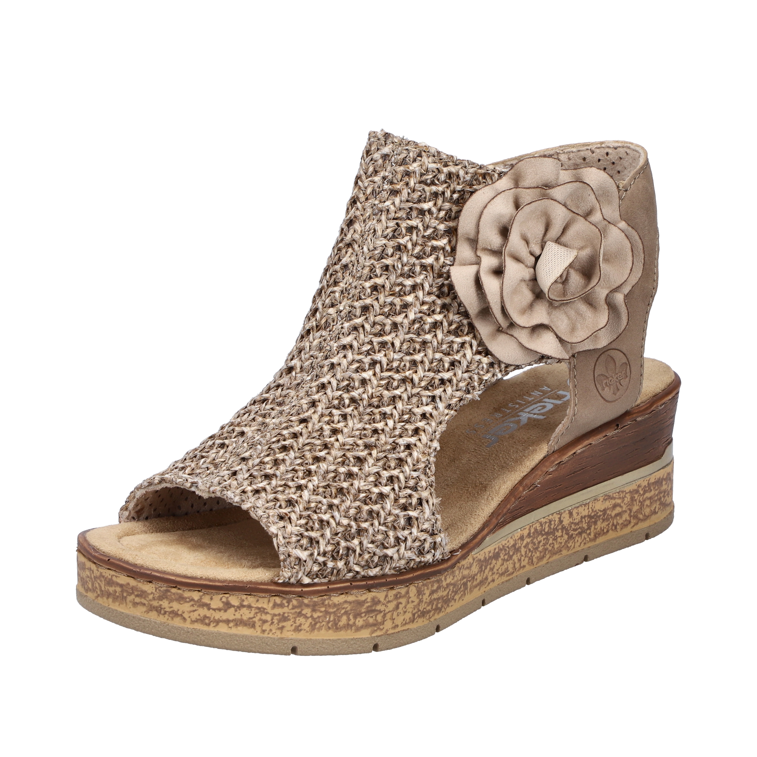 Rieker Keilsandale, Sommerschuh, Plateausandalette mit Blüte