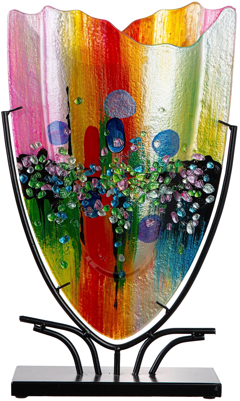 GILDE Dekovase "Bodenvase oval Manto blau; pink H. 49 cm"