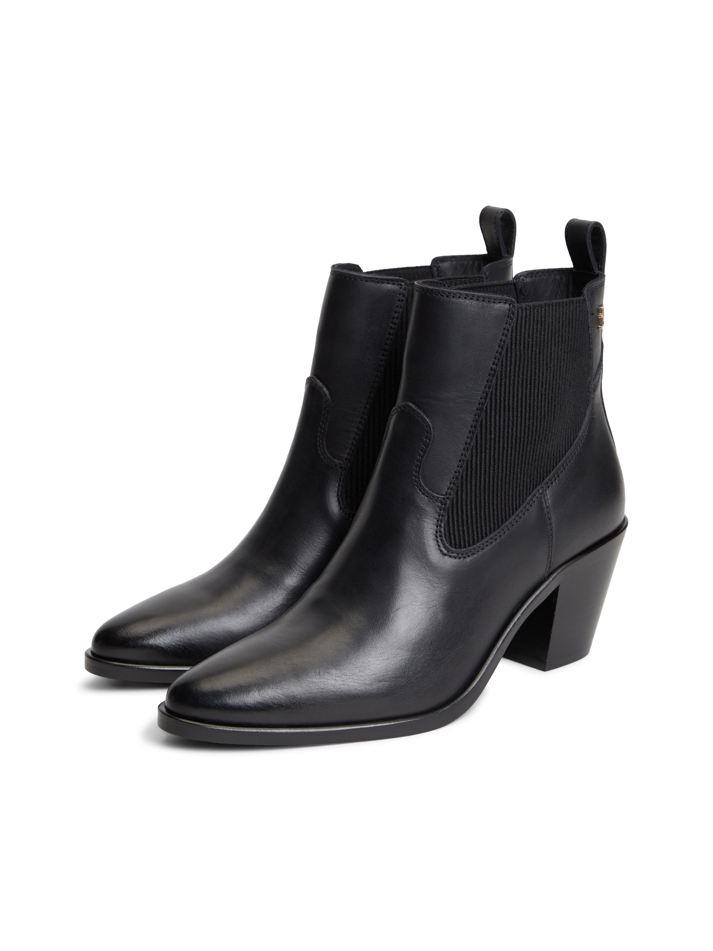 Tommy Hilfiger Chelseaboots "LEATHER WESTERN CHELSEA BOOT" Trichterabsatz, Westernboots, Cowboystiefelette mit TH-Logoemblem