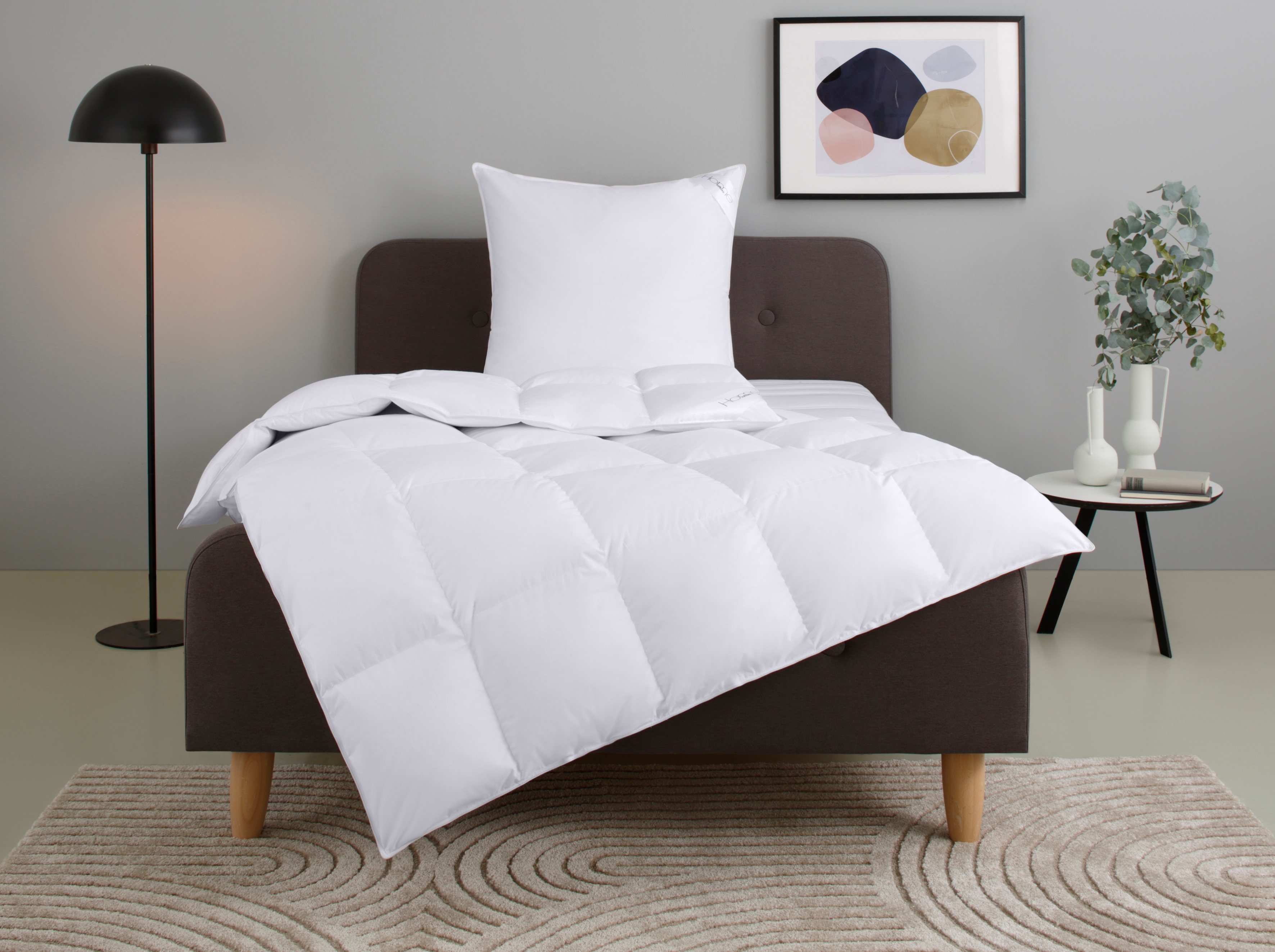 OTTO home Gänsedaunenbettdecke + Kopfkissen "Litrone Bettdecke 135x200 cm, 155 x220 cm" Set mit Kissen 40x80 cm, 80x80 cm, Frühling, Sommer, Herbst, Winter