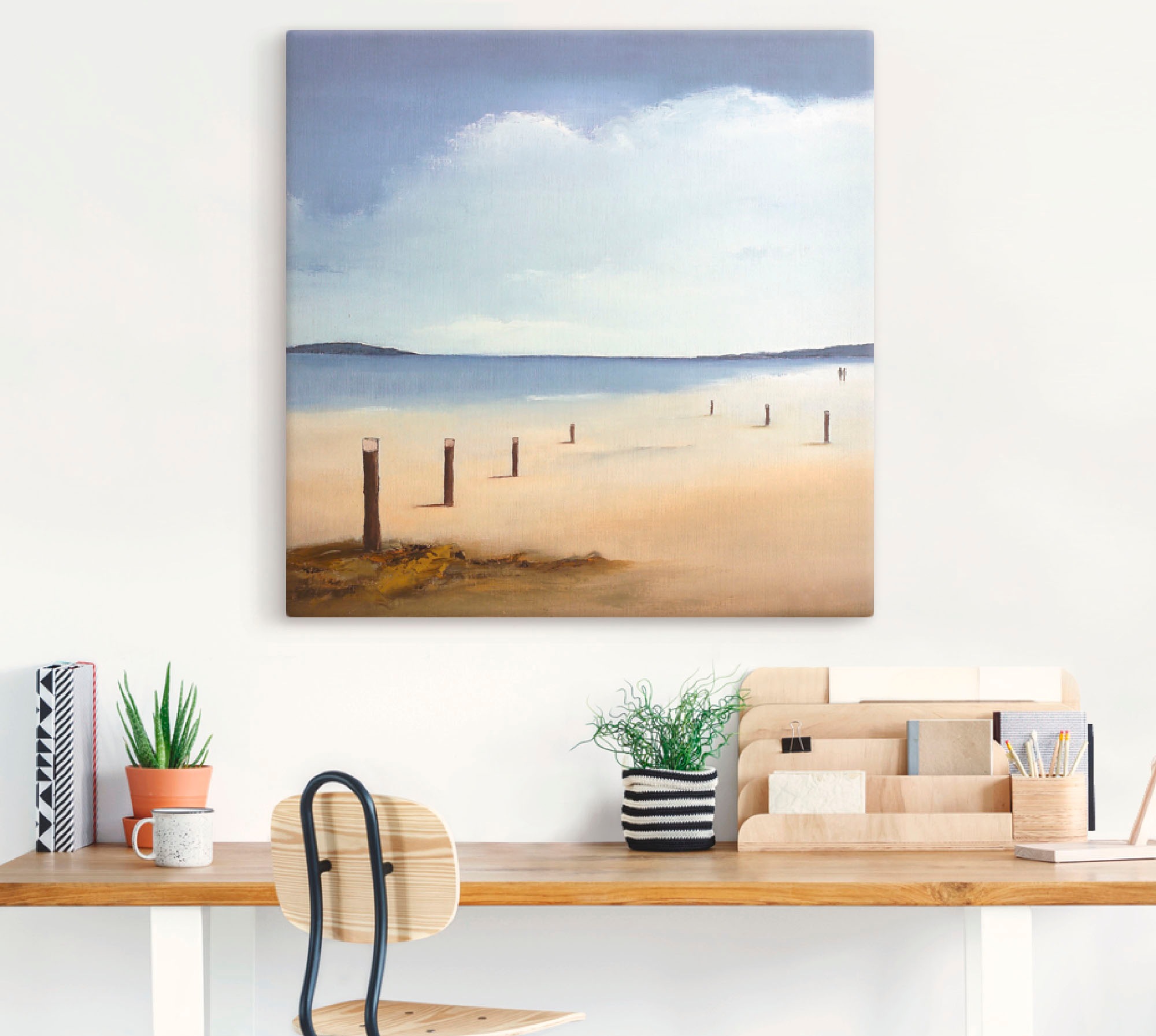 Artland Leinwandbild "Am Strand entlang" Strand 1 Stk. tlg. auf Holzrahmen günstig online kaufen