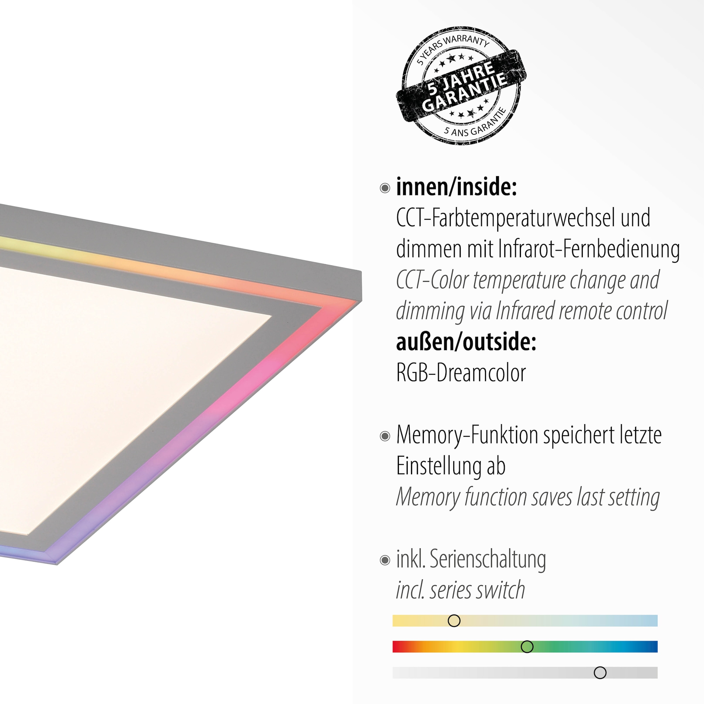 JUST LIGHT Deckenleuchte »EDGING«, 2 flammig, Leuchtmittel LED-Board-LED-Board | LED fest integriert-LED fest integriert, LED, CCT - über Fernbedienung, RGB-Rainbow, dimmbar, Funk inkl.