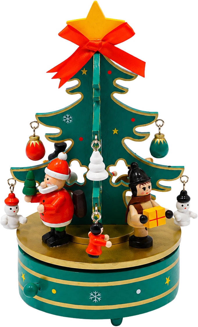 OTTO home Spieluhr »Weihnachtsbaum festlich, 1 Stück« Weihnachtsbaum aus Holz , Aufziehschlüssel, extra Anhänger, Melodie