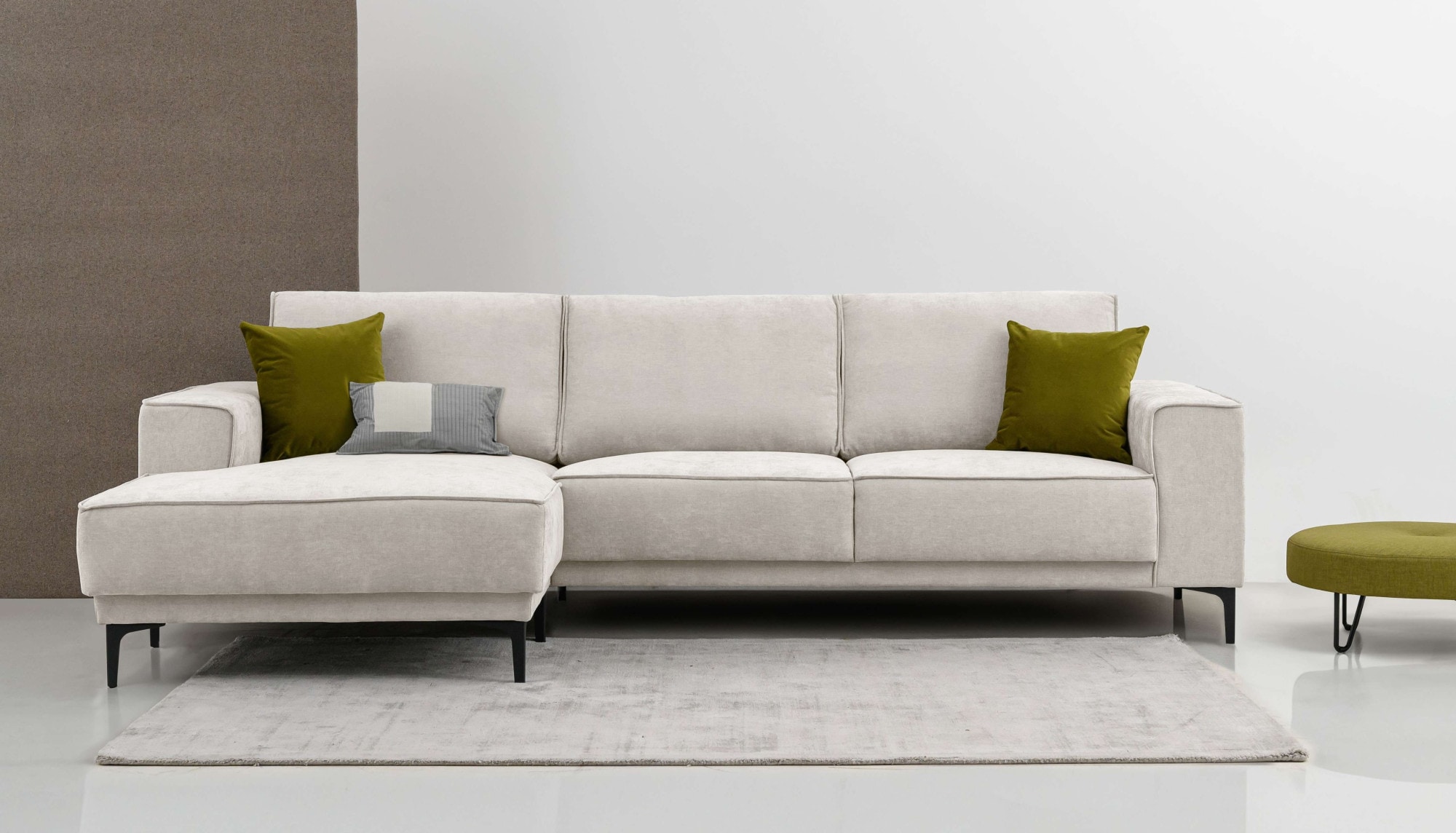 OTTO home Ecksofa "OLAND Struktur fein L-Form, B: 280 cm, Skandi-Design" L-Form, 280 cm, Wellenunterfederung, Skandi-Design, Metallfüße