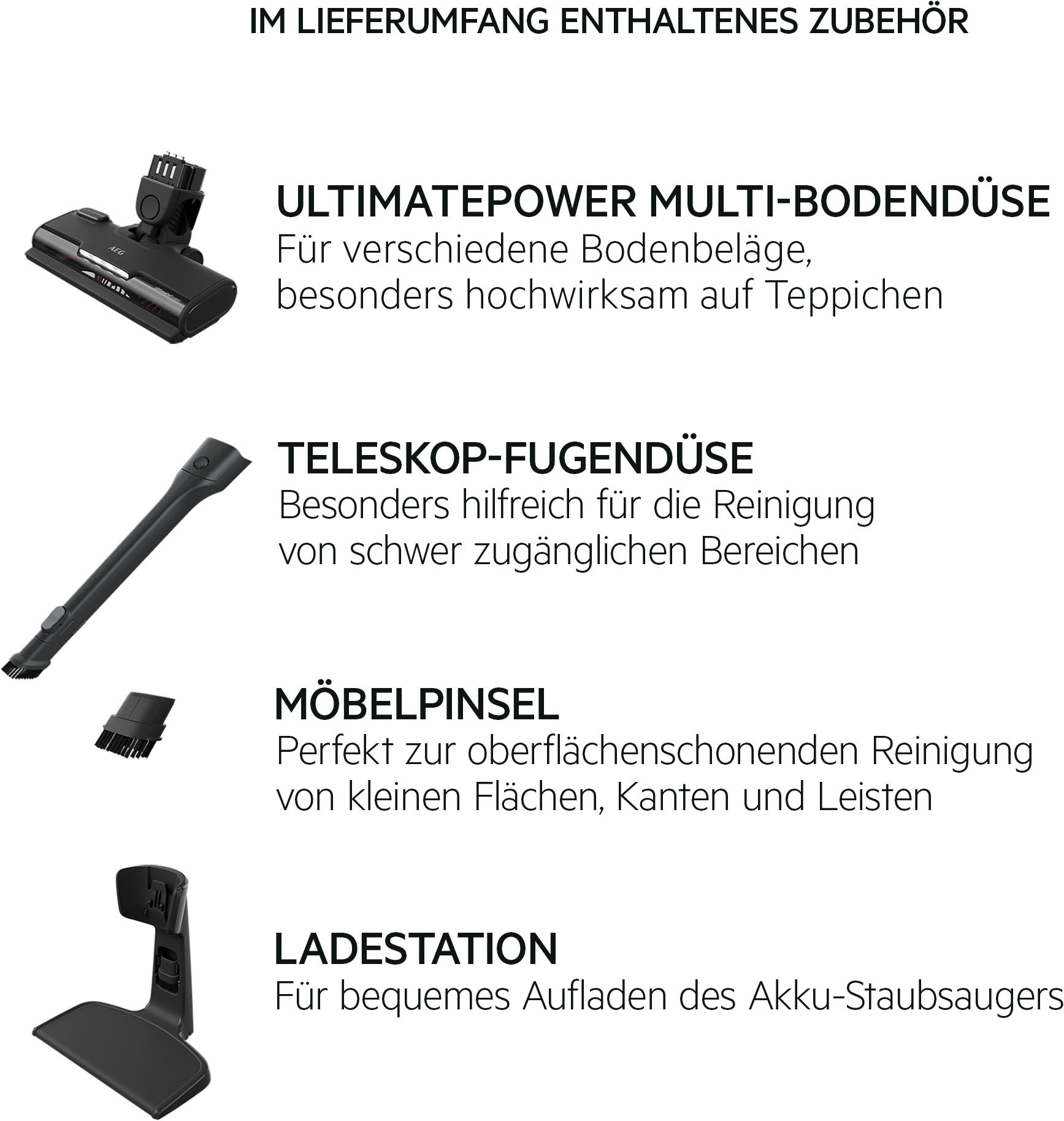 AEG AS52B21OKO Stabstaubsauger Akku Trocken Beutellos 0,3 l Schwarz 2000 Ah