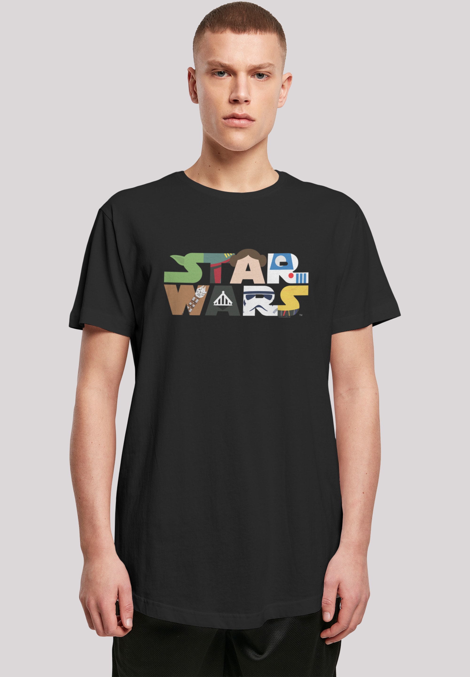 F4NT4STIC Kurzarmshirt »F4NT4STIC Herren Star Wars Character Logo with Shaped Long Tee«