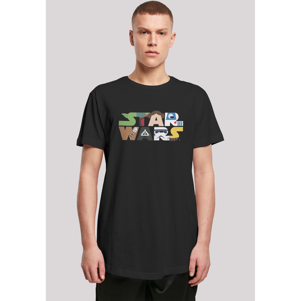 F4NT4STIC Kurzarmshirt »F4NT4STIC Herren Star Wars Character Logo with Shaped Long Tee«, (1 tlg.)