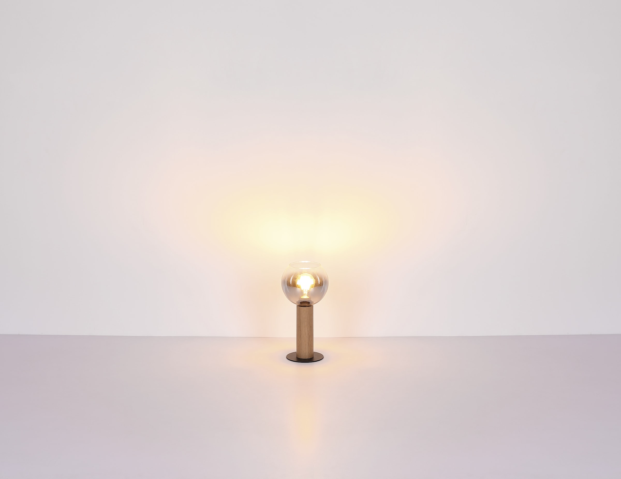 GLOBO LIGHTING Tischleuchte »MOITAS«, Leuchtmittel E27 | ohne Leuchtmittel, Tischlampe/Holz/Glas rauchfarben/Wohnzimmer/Schlafzimmer