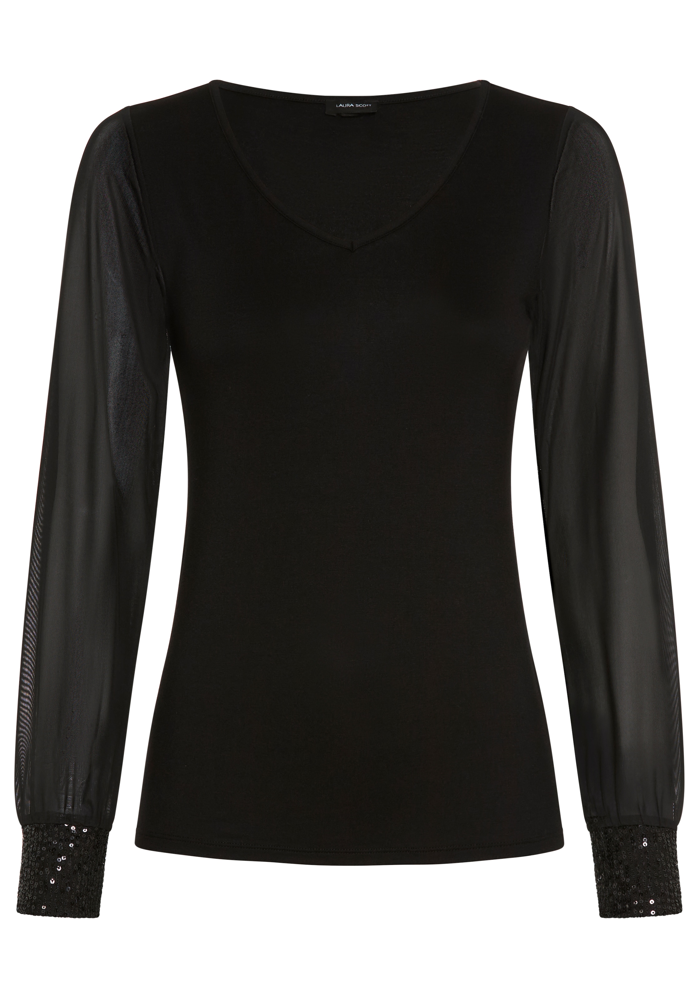 Laura Scott Shirtbluse figurbetonte Passform, mit V-Ausschnitt