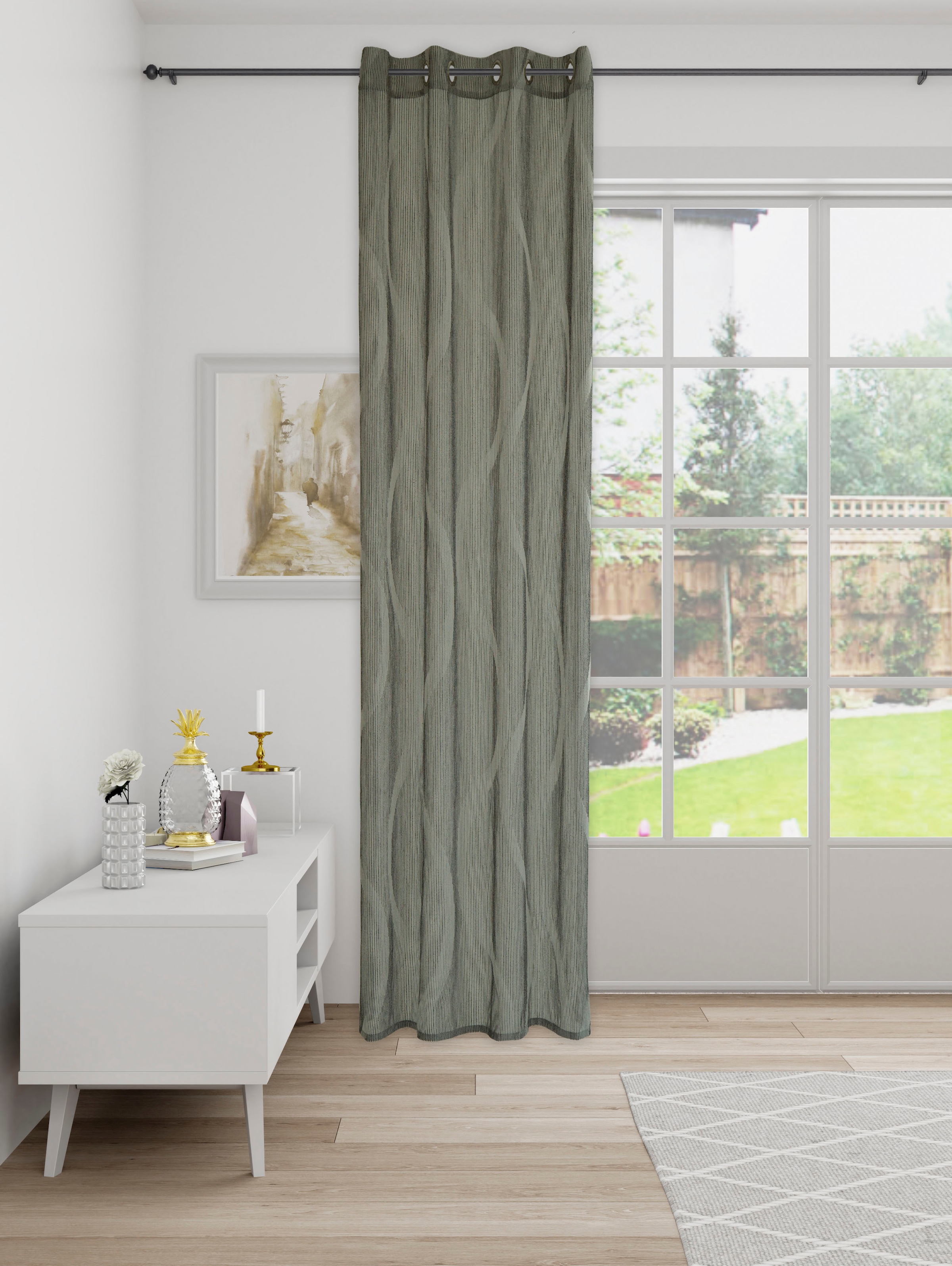 Vorhang HOMING, B:140cm H:245cm, grau, Polyester, Wohnzimmer, Gardinen, "Talas", Vorhang Talas