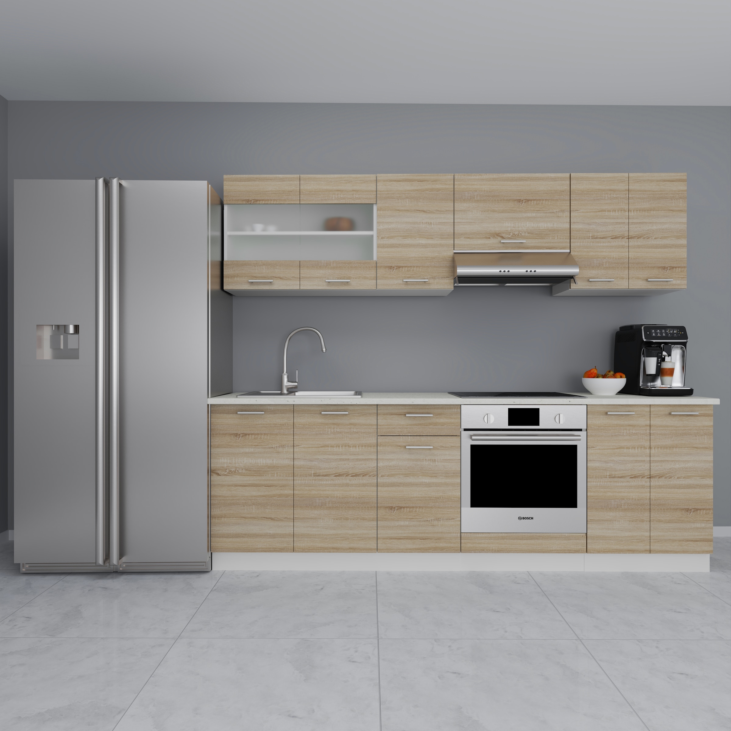 VCM Esszimmer-Set »8-tlg Einbauküche Küchenzeile 240 cm Esilo« 8 Stk. tlg.