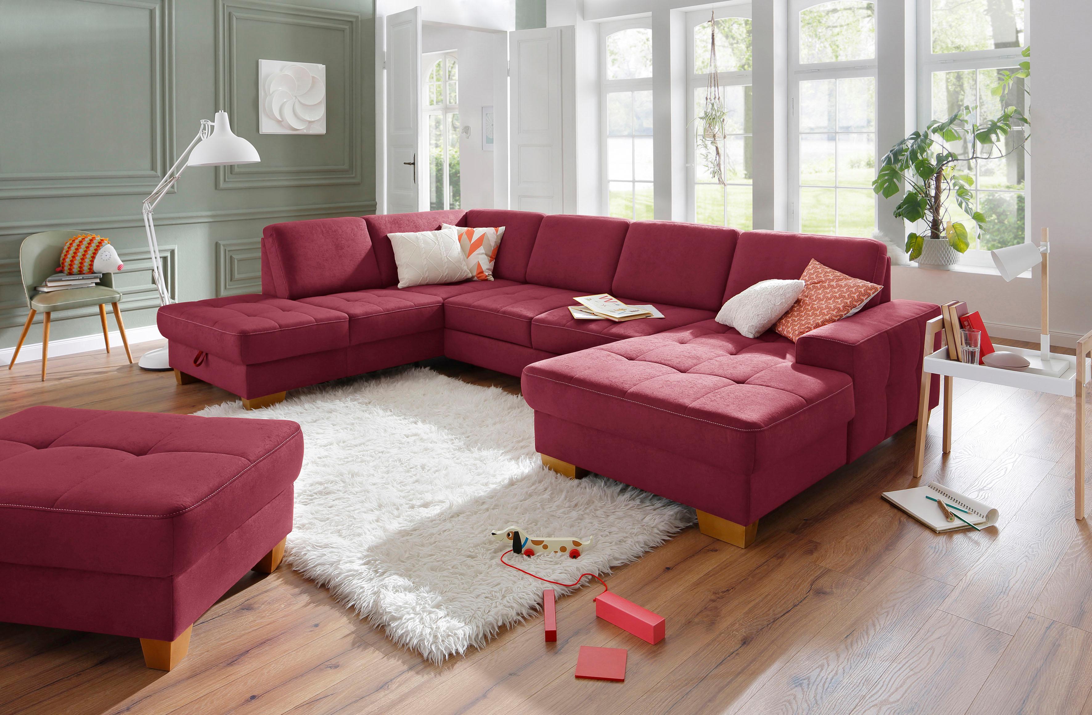 Thumbnail - Home affaire Wohnlandschaft "Puccini U-Form", mit Federkern, Sitztiefenverstellung, Kontrastnaht