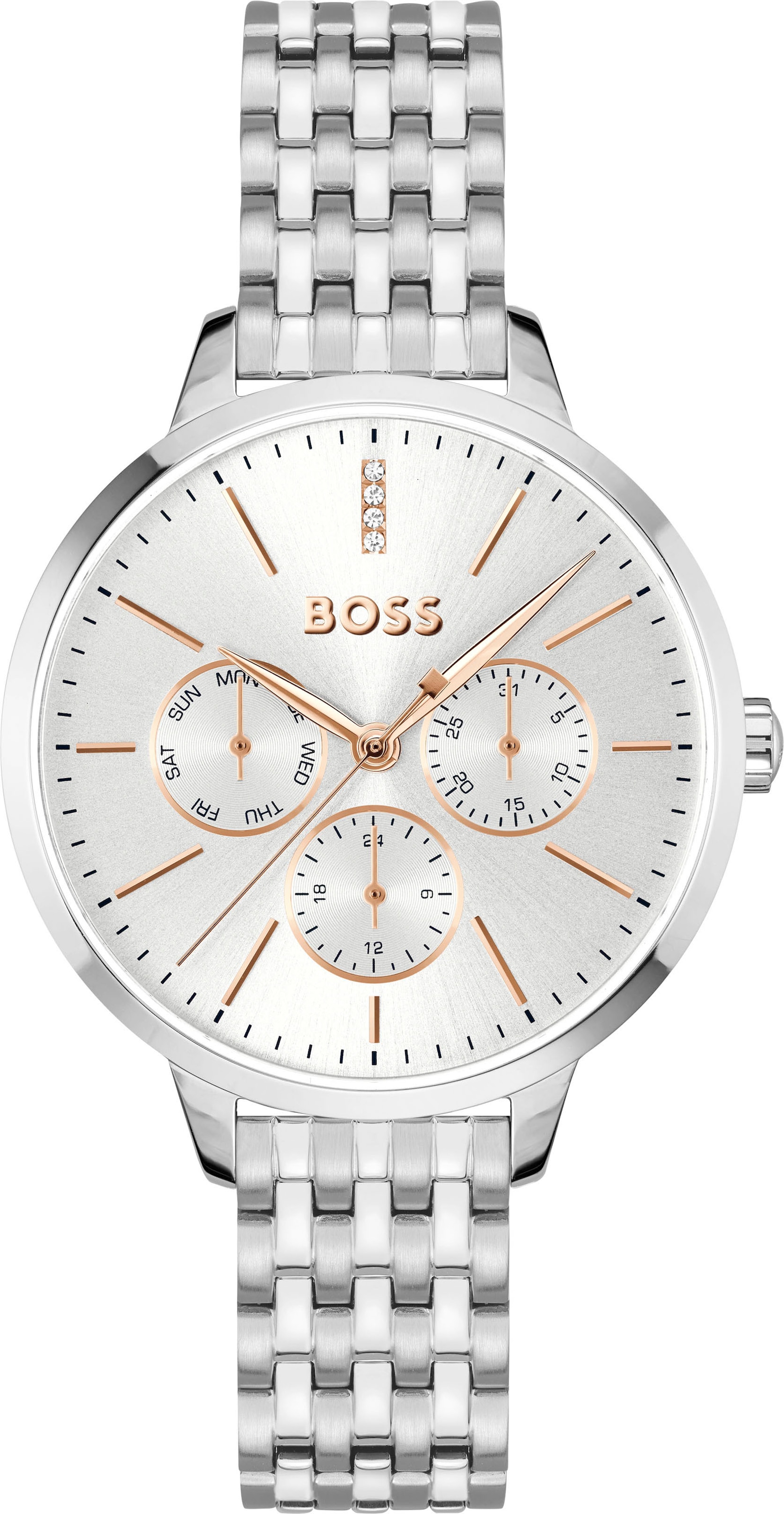 BOSS Multifunktionsuhr »SYMPHONY«, Quarzuhr, Armbanduhr, Damenuhr, Edelstahlarmband, analog