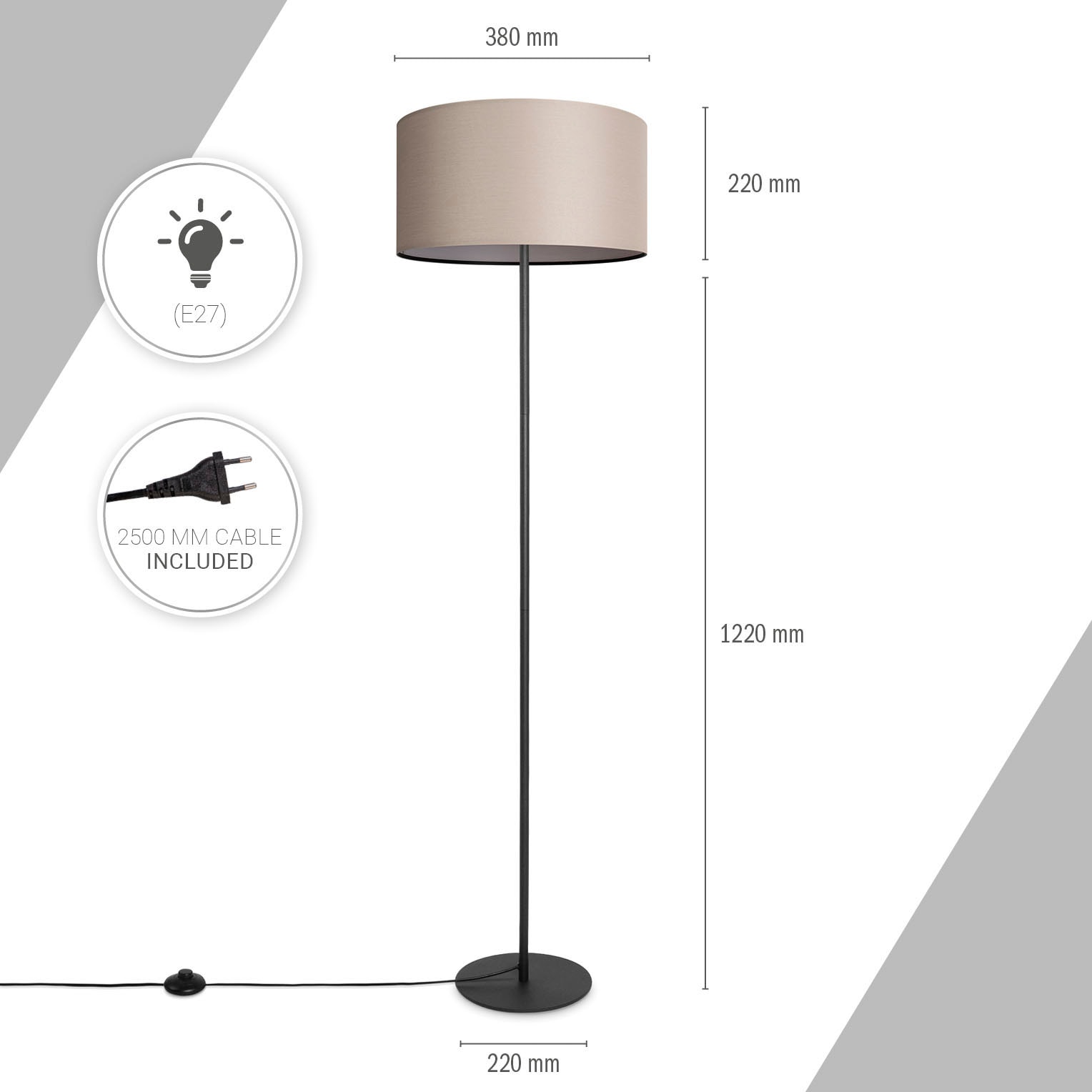 Paco Home Stehlampe »Uni Color« E27 LED  Modern Wohnzimmer Schlafzimmer, Einbeinig, Deko Stehleuchte E27