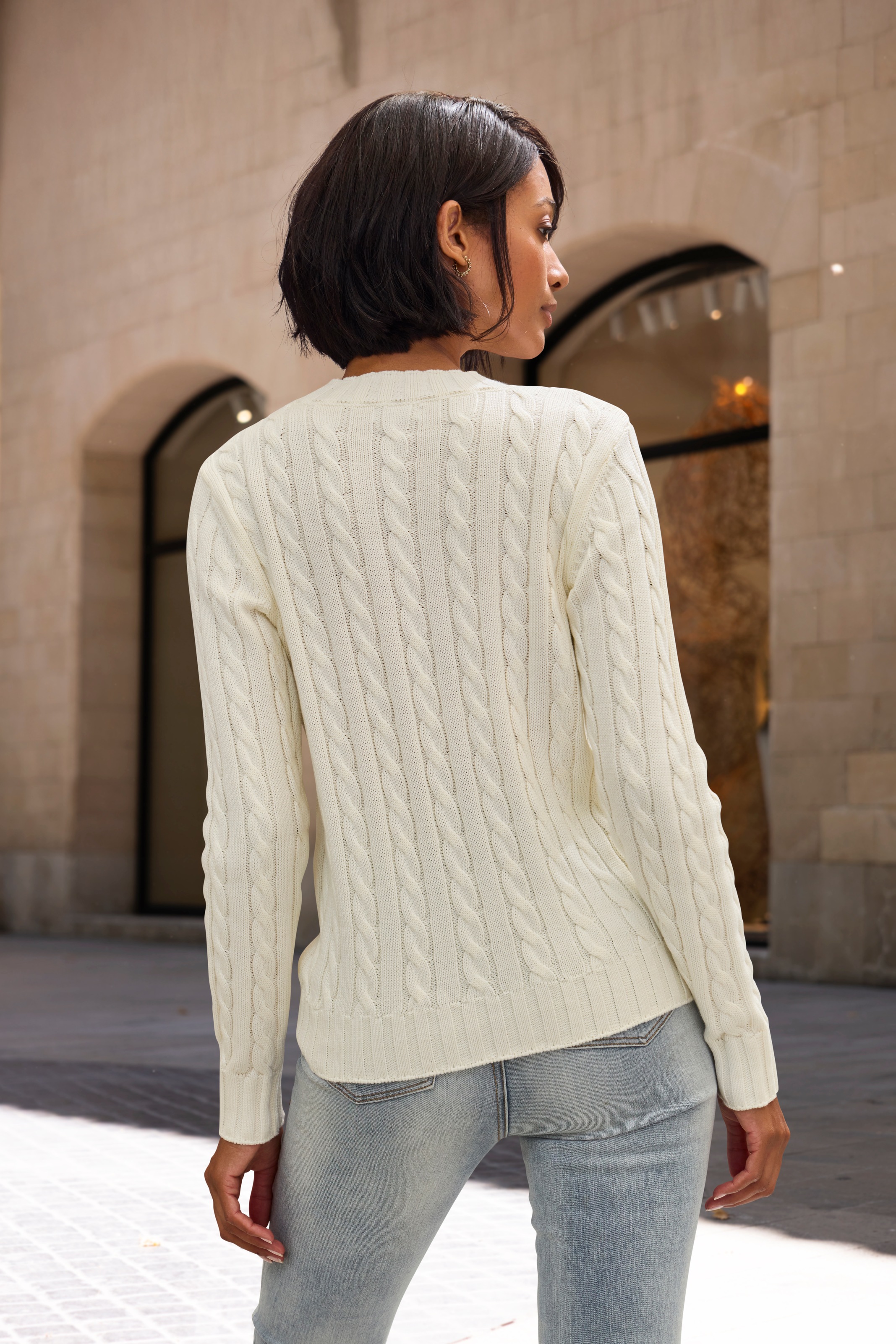 LASCANA Pull Femme Col Rond Tricot Crème 36/38 2