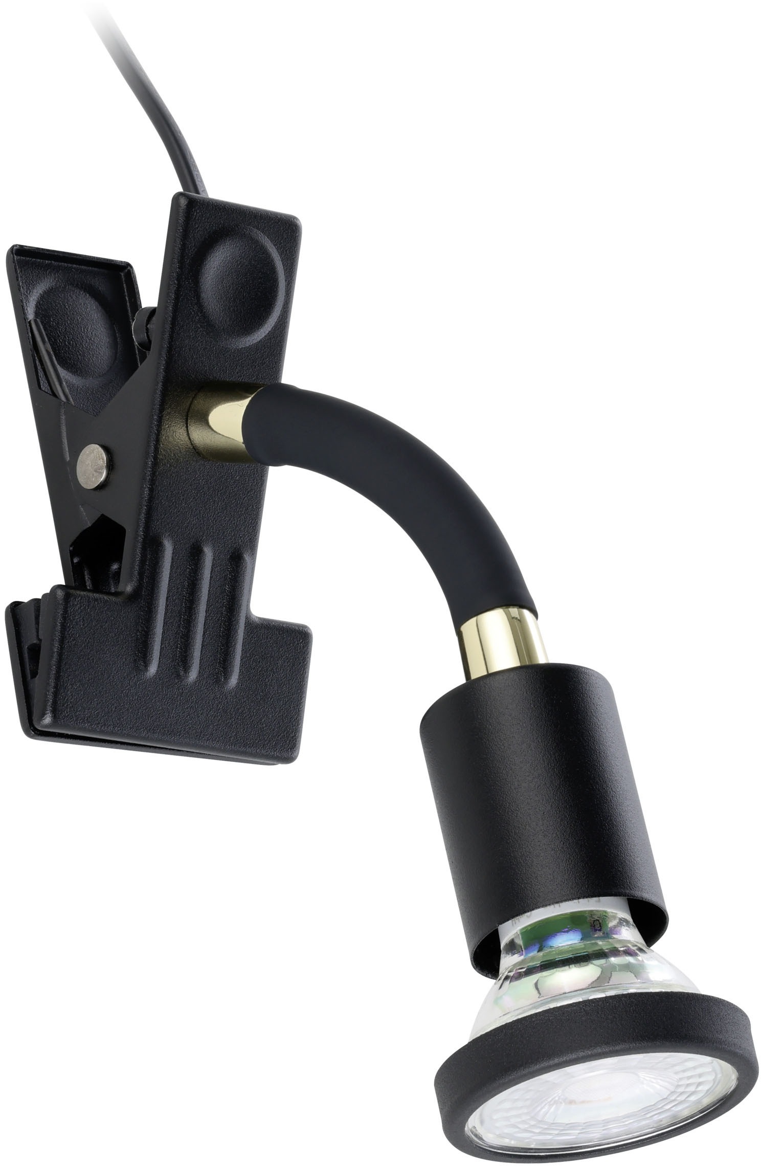 EGLO Klemmleuchte "PARRINI 1 Klemmlicht - Stahl, Kunststoff - GU10 - 1X4,5W - IP20", 1, H: 16cm, 1 Stk.schwarz, messing, Leuchten, Klemmlampe,