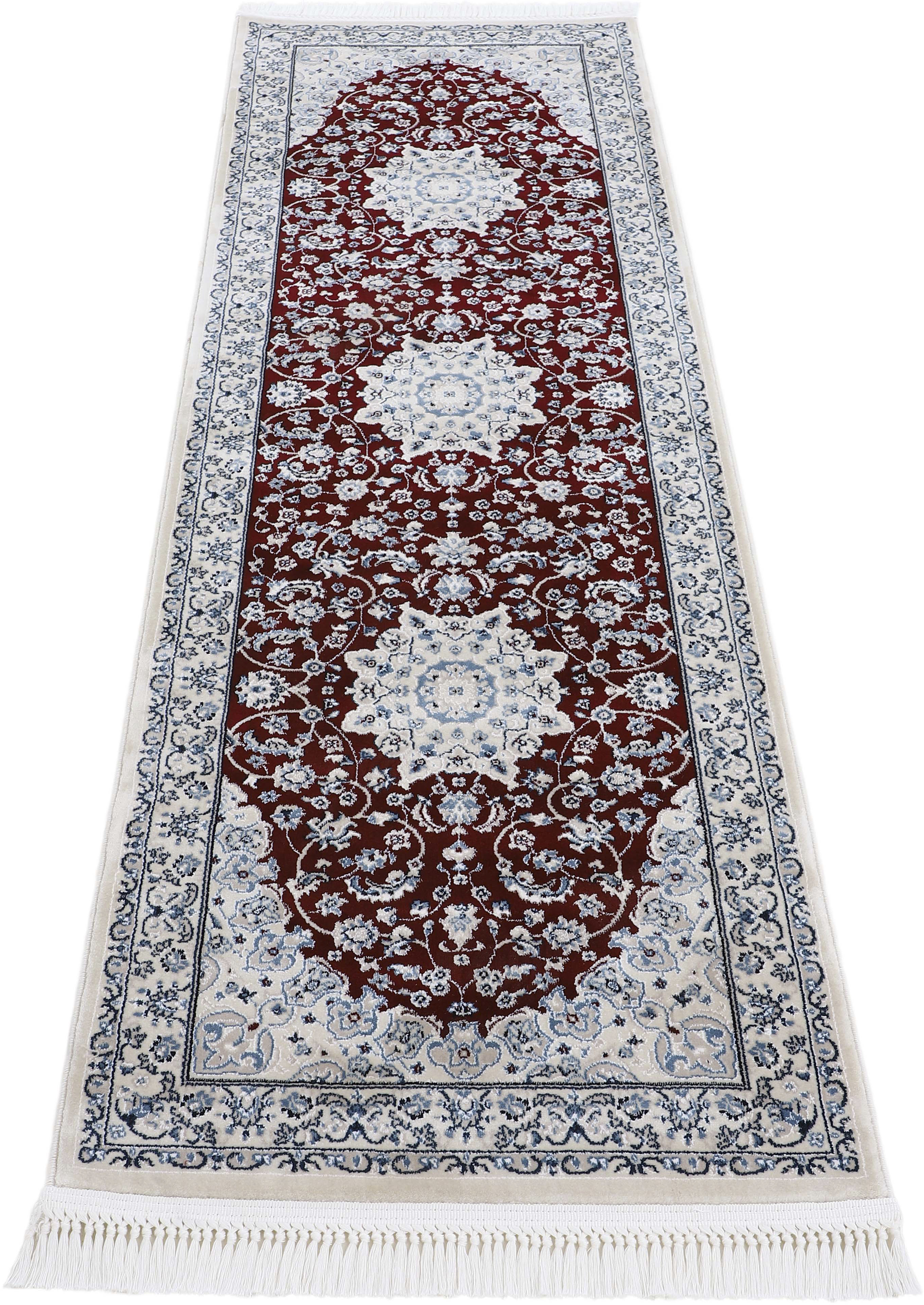 carpetfine Teppich "Nain Diane, auch als Läufer" rechteckig 8 mm Höhe Kurzflor mit Fransen, Vintage Orient Look, Wohnzimmer