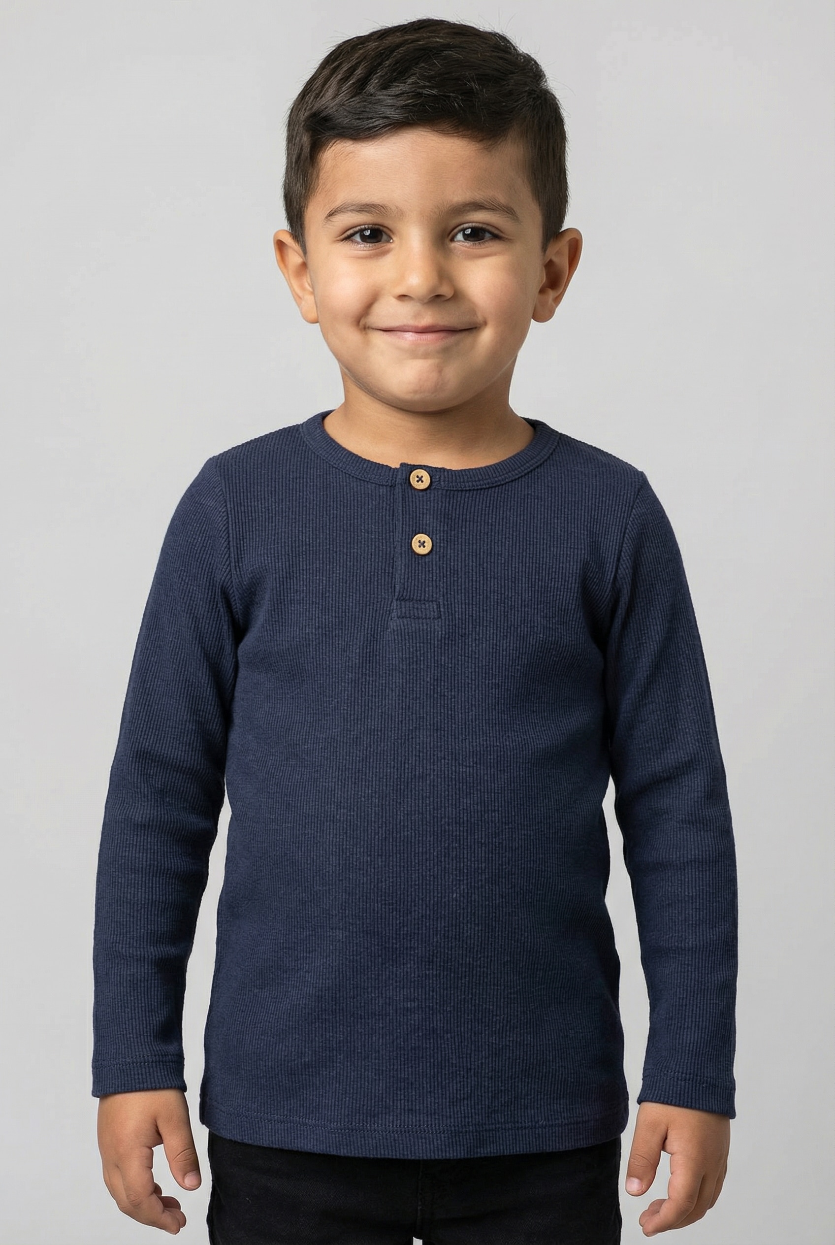 Name It "NMMKAB LS TOP NOOS" Im Henley-Stil - mit kurzer Knopfleise, normal geschnitten
