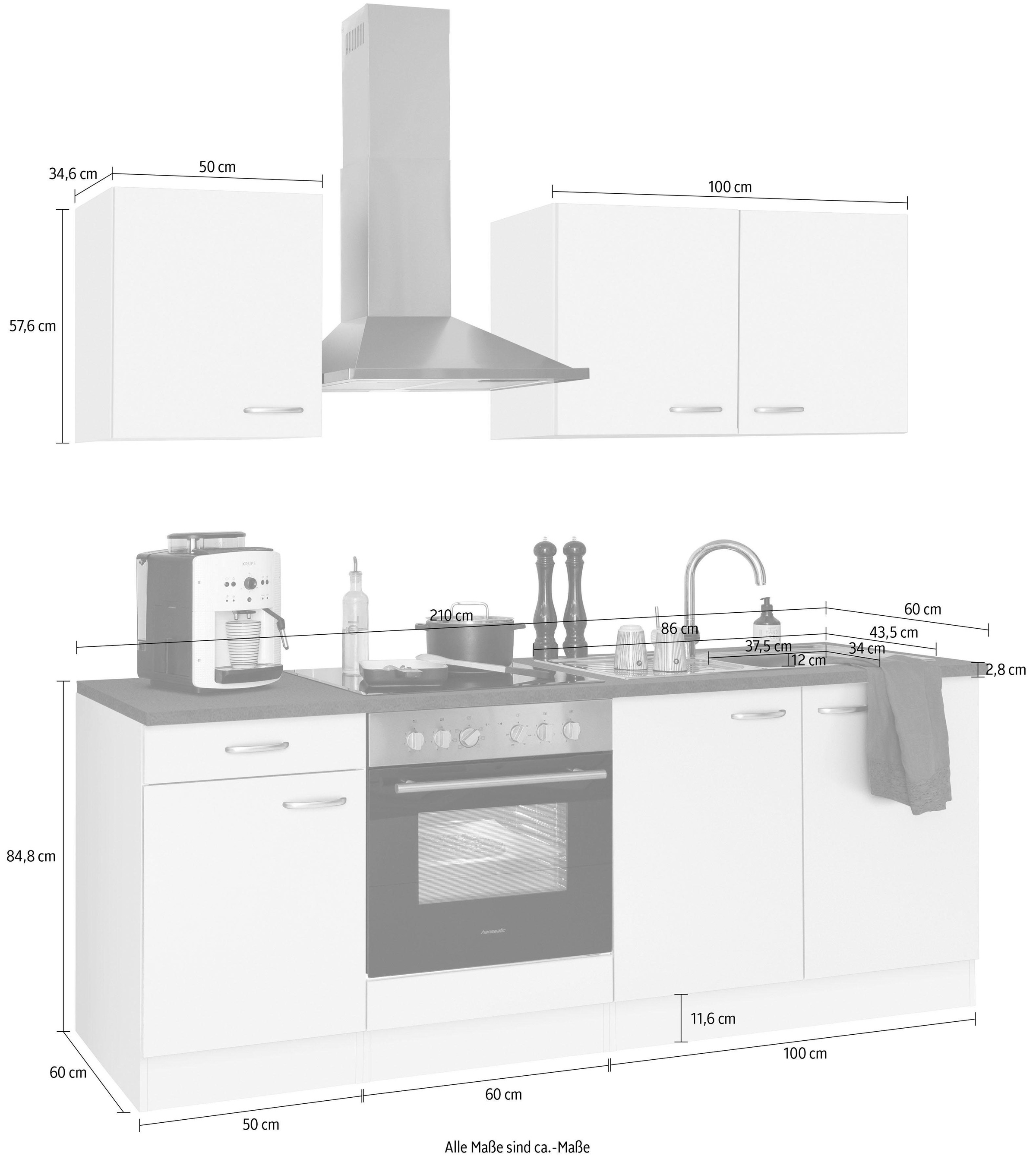 OPTIFIT Küchenzeile »Parare« ohne E-Geräte, Breite 210 cm