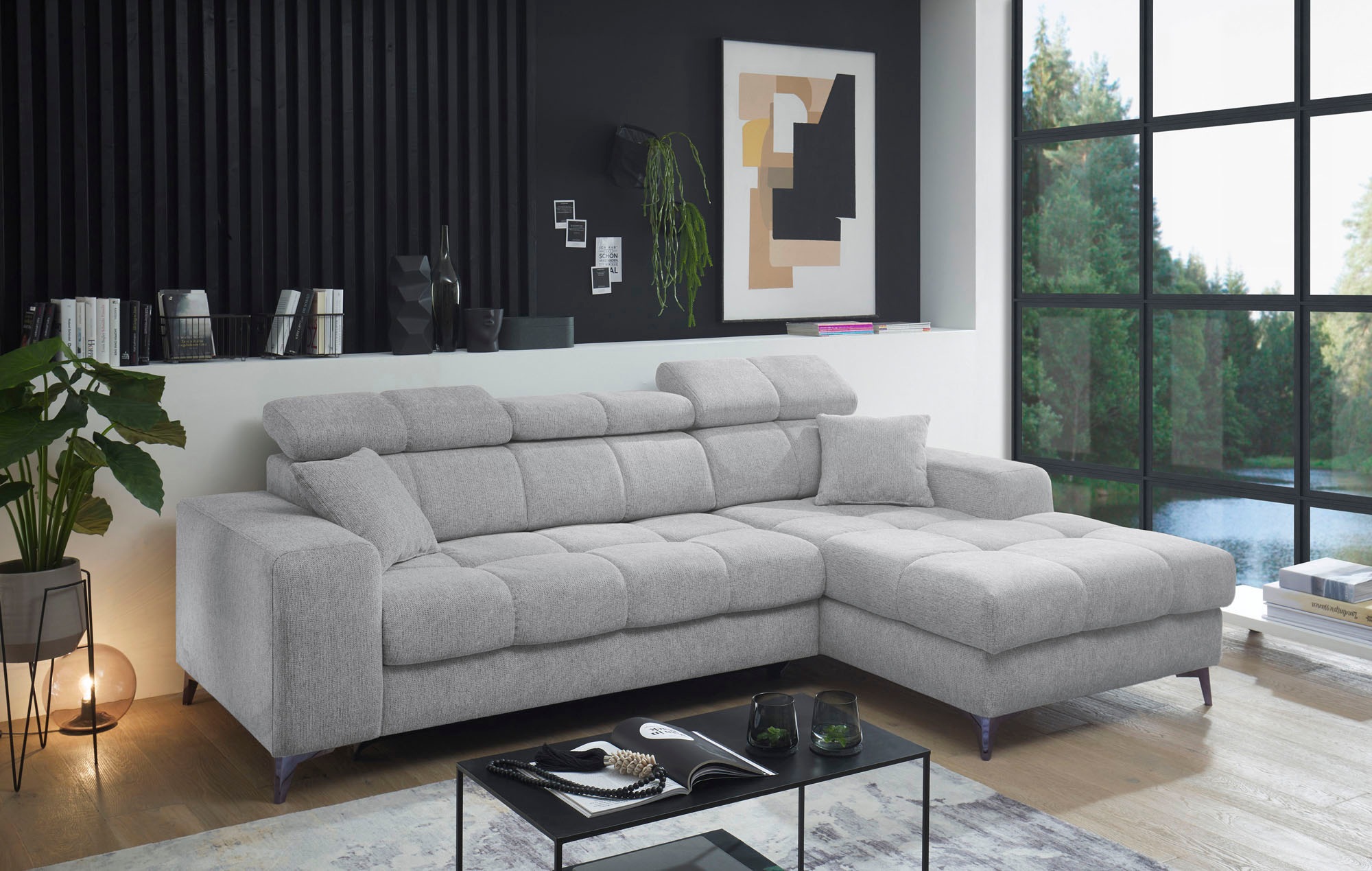 ED EXCITING DESIGN Ecksofa »Sydney L-Form«, (2 St.), frei im Raum stellbar, mit Bettkasten, inkl. Kopfteilverstellung