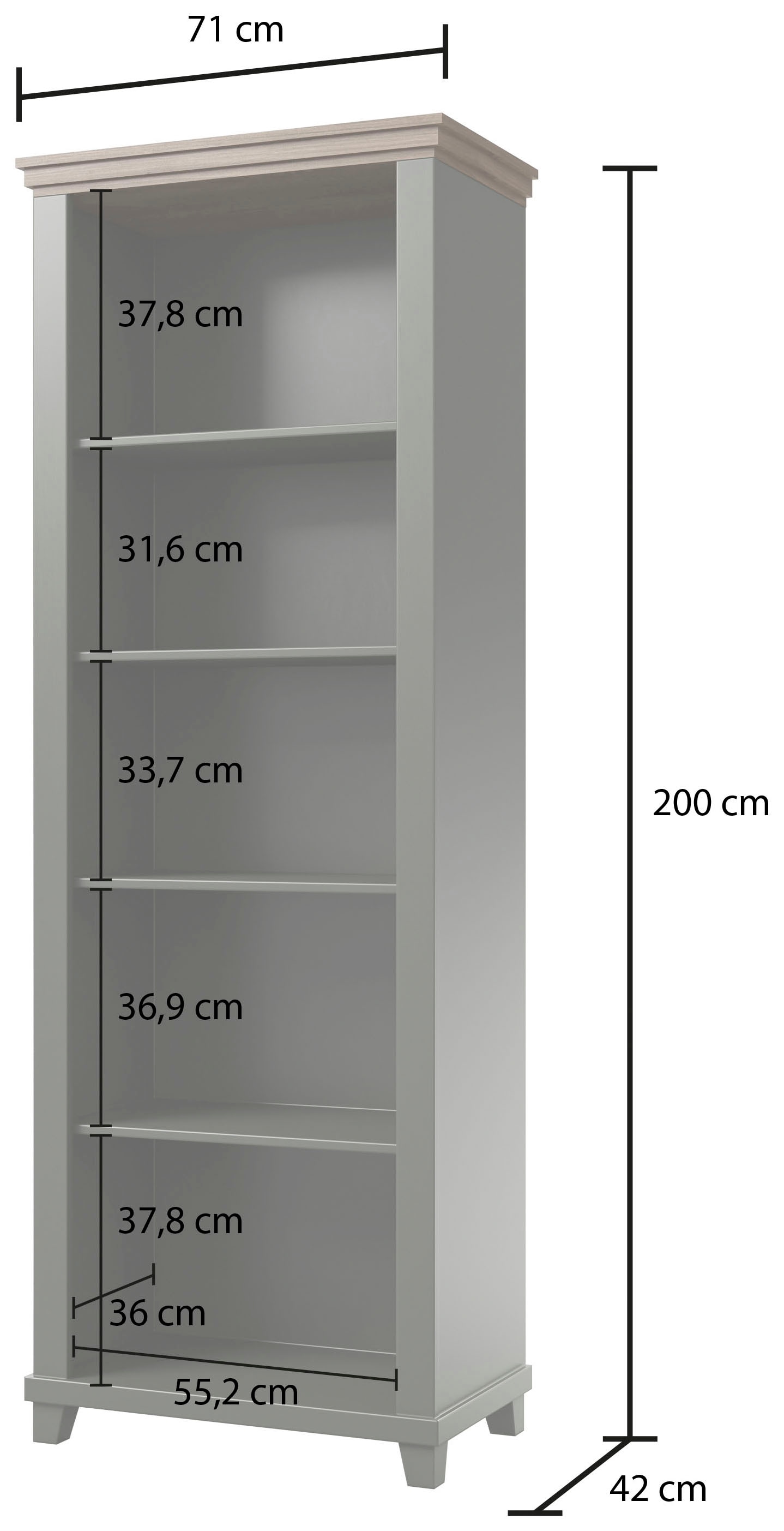 Helvetia Aktenregal »Evora, Breite 71cm, Bücherregal« Bücherschrank mit 5 Fächern, Standregal