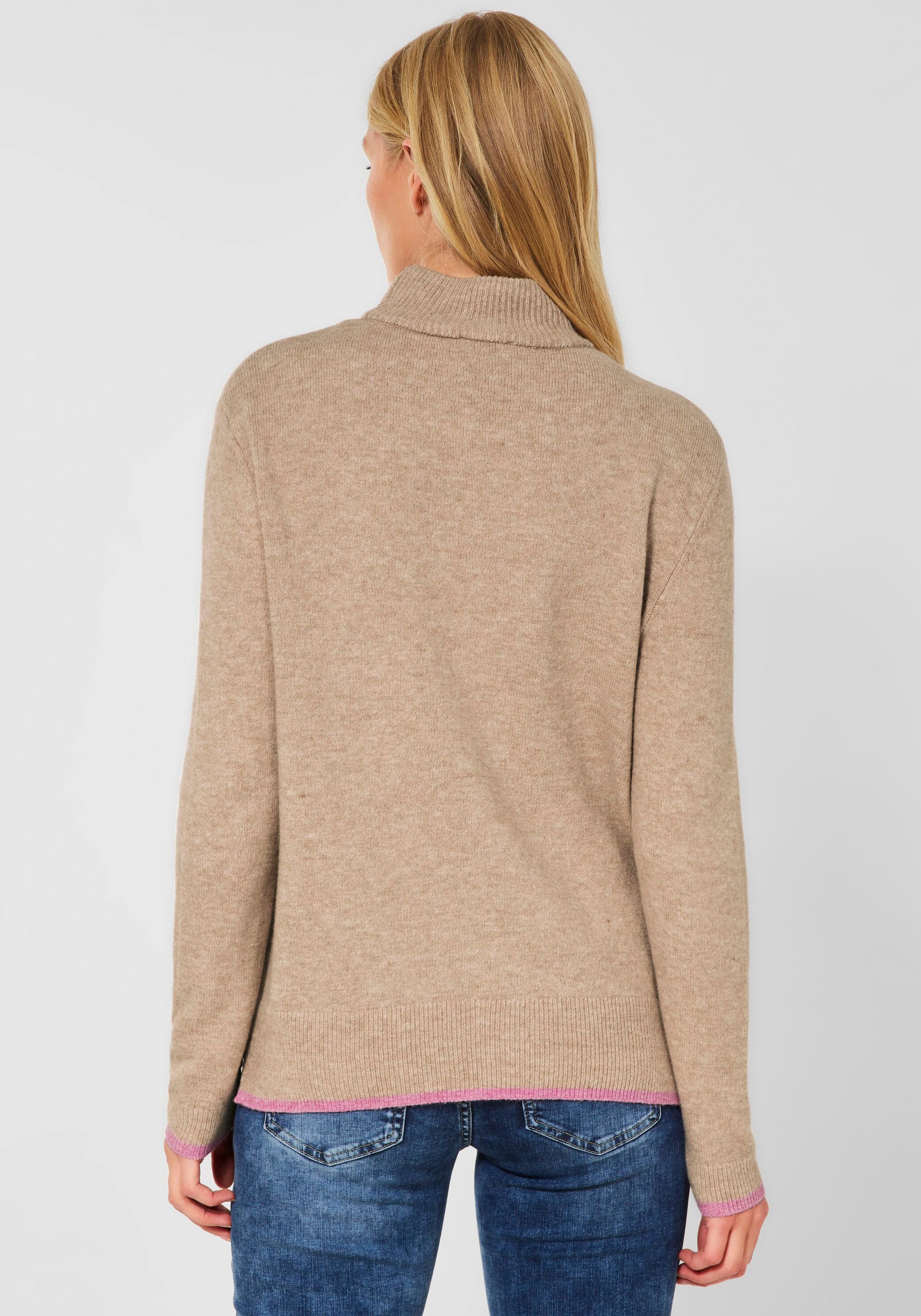 STREET ONE Rollkragenpullover mit zarten Strickdetails NH8715