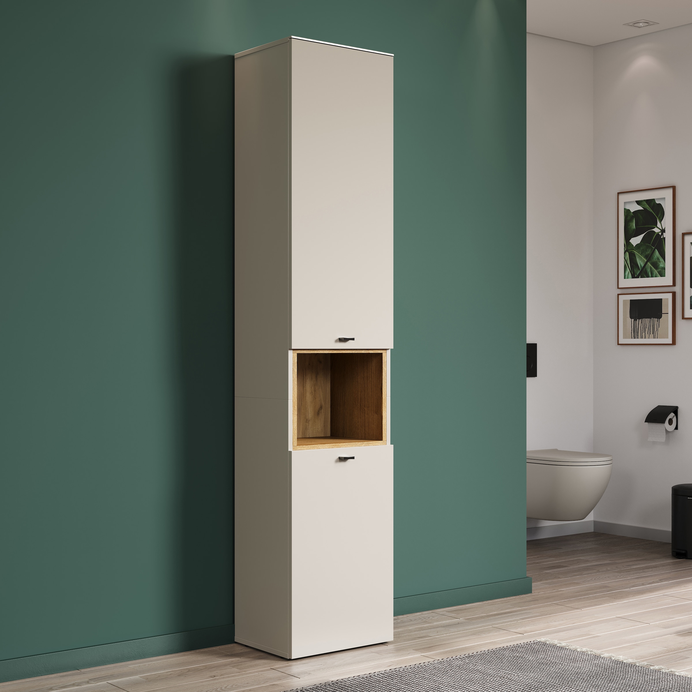 welltime Hochschrank »San Pedro«, (1 St.), Badezimmerschrank mit Soft-Close-Funktion - Maße (B/T/H) 40/31/186 cm