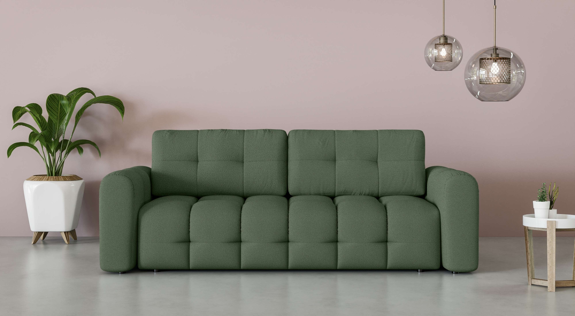 OTTO home 3-Sitzer "Manilla, wahlweise mit Bettfunktion, B/T/H 265/117/91 cm" mit Wellenunterfederung, in verschiedenen Materialien und Farben