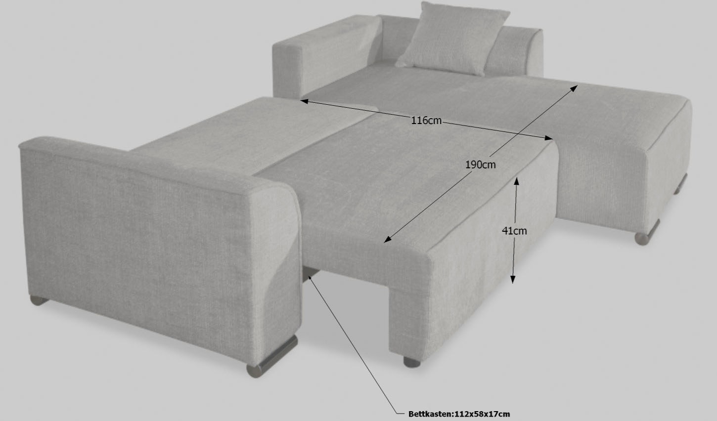 COLLECTION AB Ecksofa »Sara Ecke« Eckfsofa,Bettfunktion,Bettkasten,Bonnelfederkern,wahlweise mit Topper