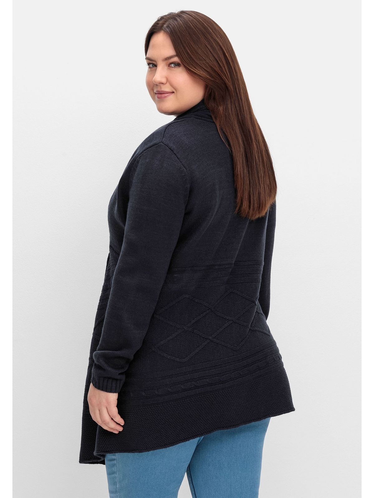 sheego by Joe Browns Longstrickjacke »Große Größen«, mit Schalkragen und elegantem Verschluss