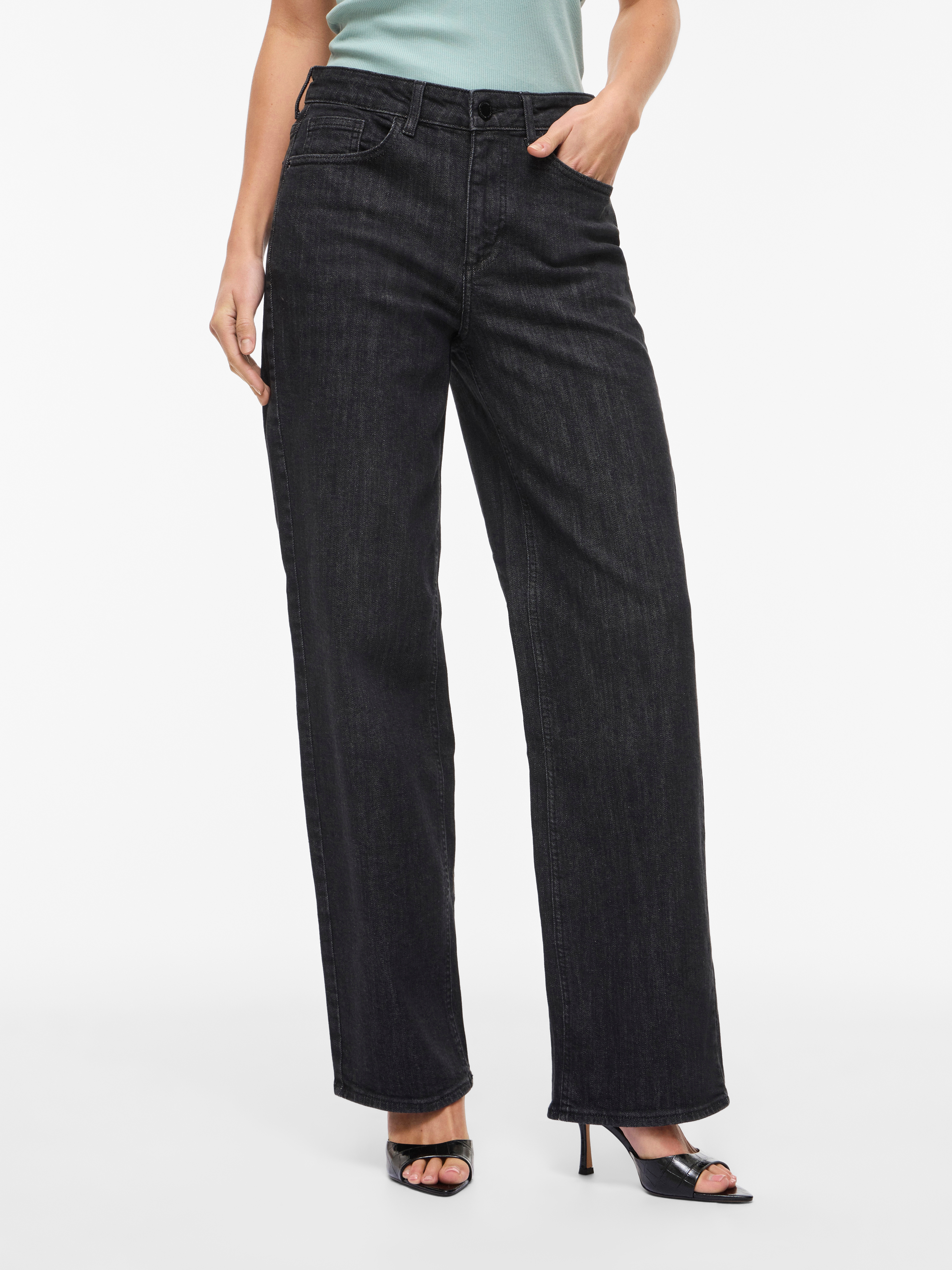 Vila Straight-Jeans "VILISA RW STRAIGHT JEANS ROS - NOOS" Baumwollmischung, regular waist, straight fit