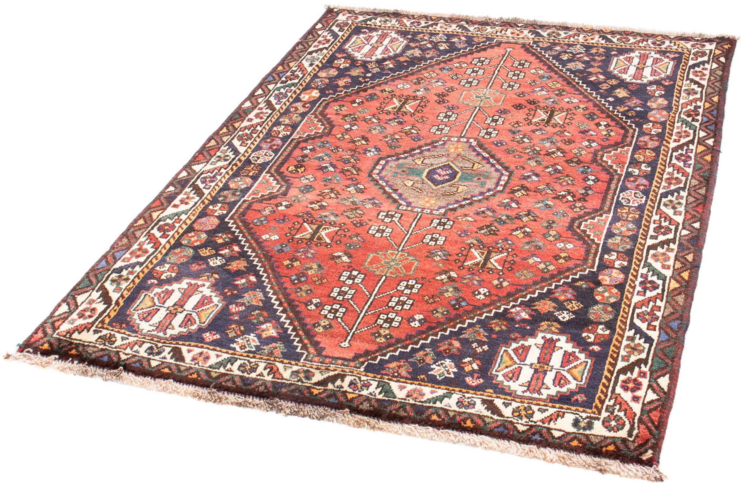 morgenland Orientteppich "Perser - Nomadic - 151 x 106 cm - hellrot", rechteckig, 10 mm Höhe, Wohnzimmer, Handgeknüpft, 