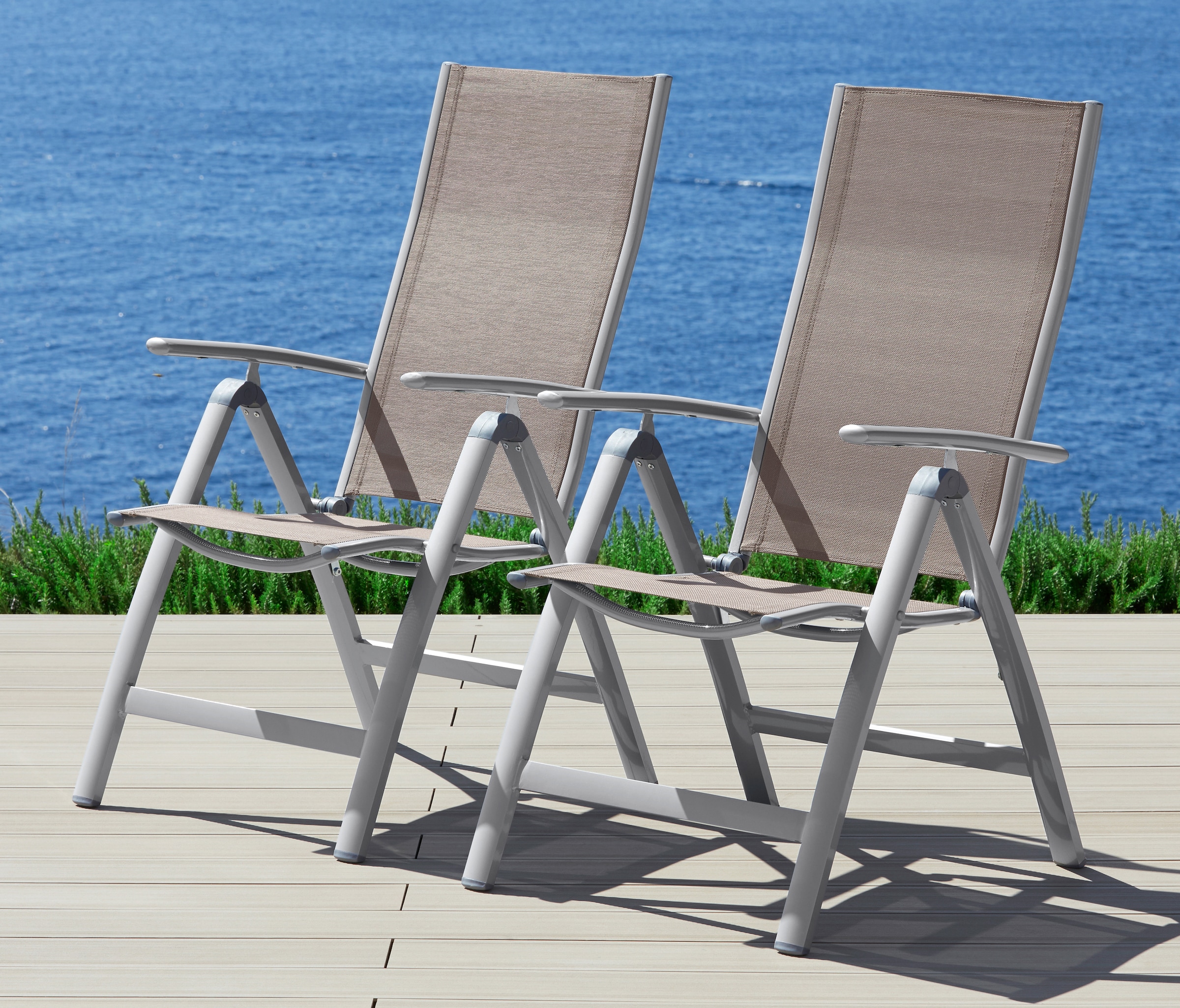 MERXX Gartenstuhl "Amalfi" (Set) 2 Stk. 2er Set, Alu/Textil, verstellbar günstig online kaufen