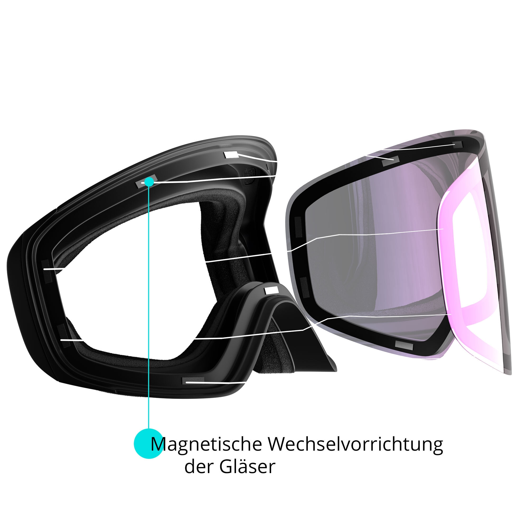 YEAZ Snowboardbrille »Magnet-Ski-Snowboardbrille grün verspiegelt/schwarz APEX«