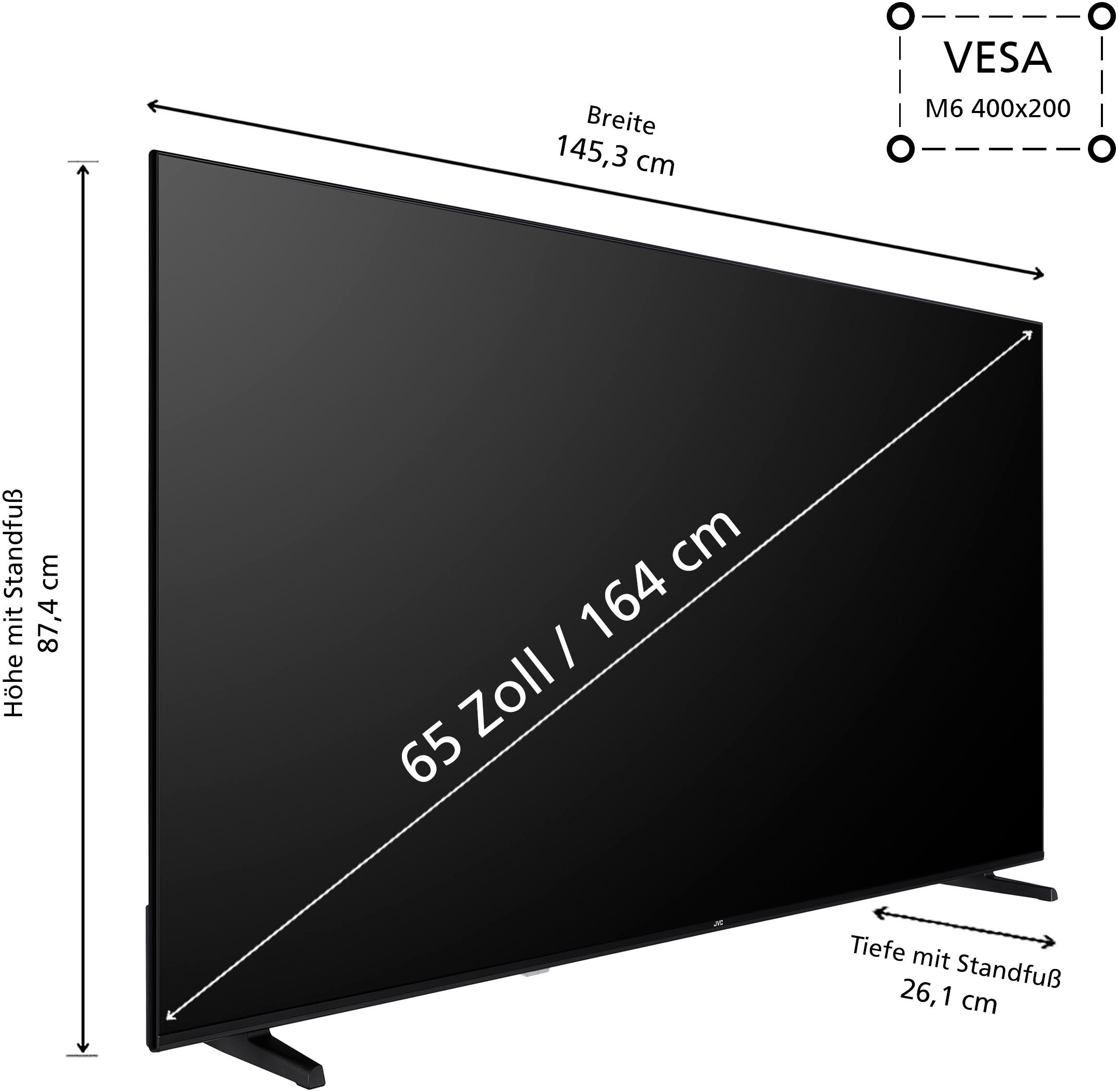 JVC QLED-Fernseher »LT-65VDQ3455«, 4K Ultra HD, Smart-TV