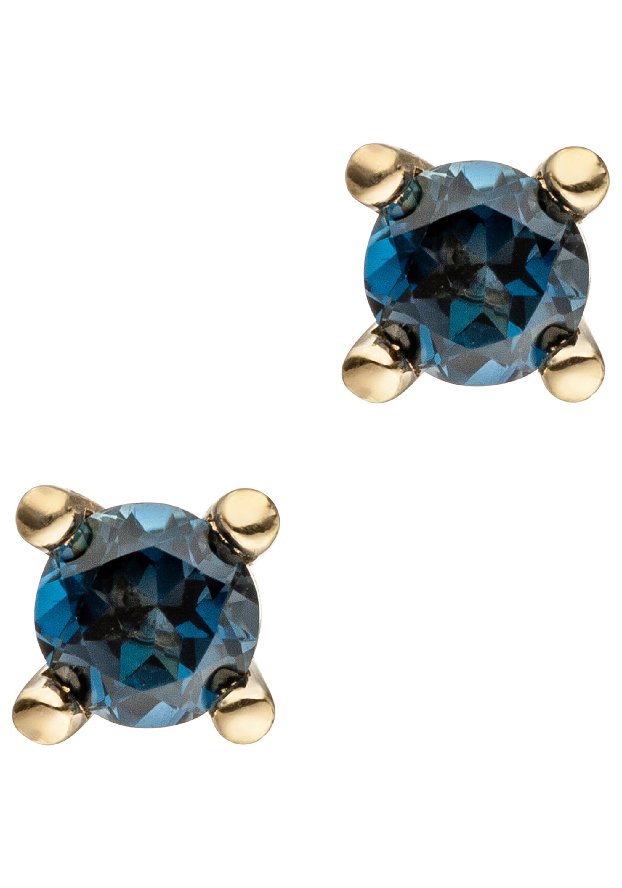 JOBO Paar Ohrstecker 585 Gold mit Blautopas