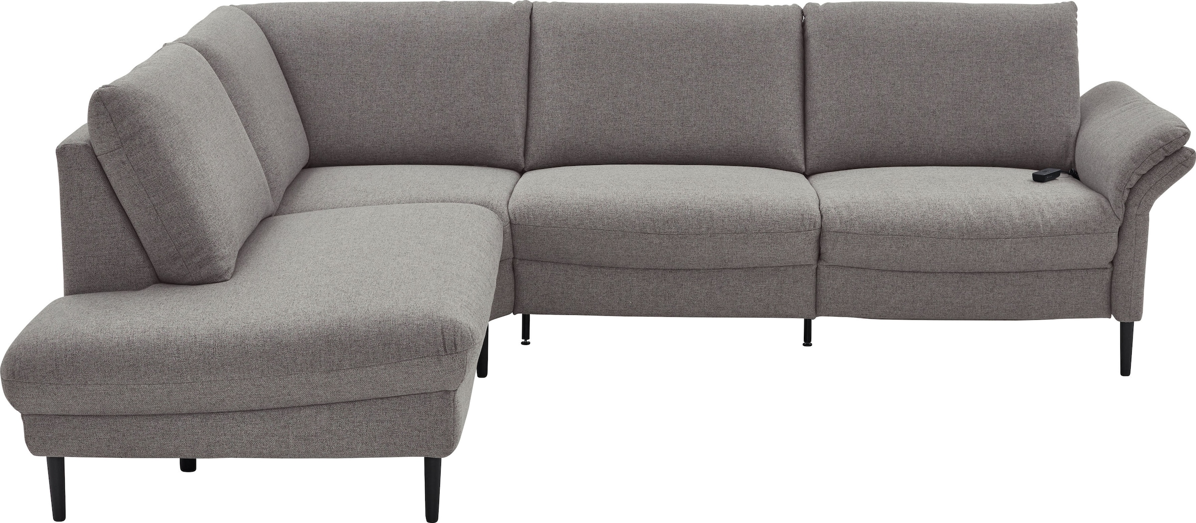 Places of Style Ecksofa »Sarsina: mit Tonnentaschen-Federkern, perfekt zum Entspannen L-Form«, inklusive 2 motorischen Relaxfunktionen mit Herz-Waage-Beschlag