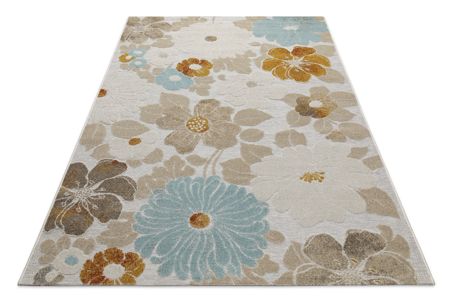 Wecon home Outdoorteppich »Beach Flower«, rechteckig, 5 mm Höhe, Läufer, für Innen & Außen, pflegeleicht, Hoch-Tief Effekt