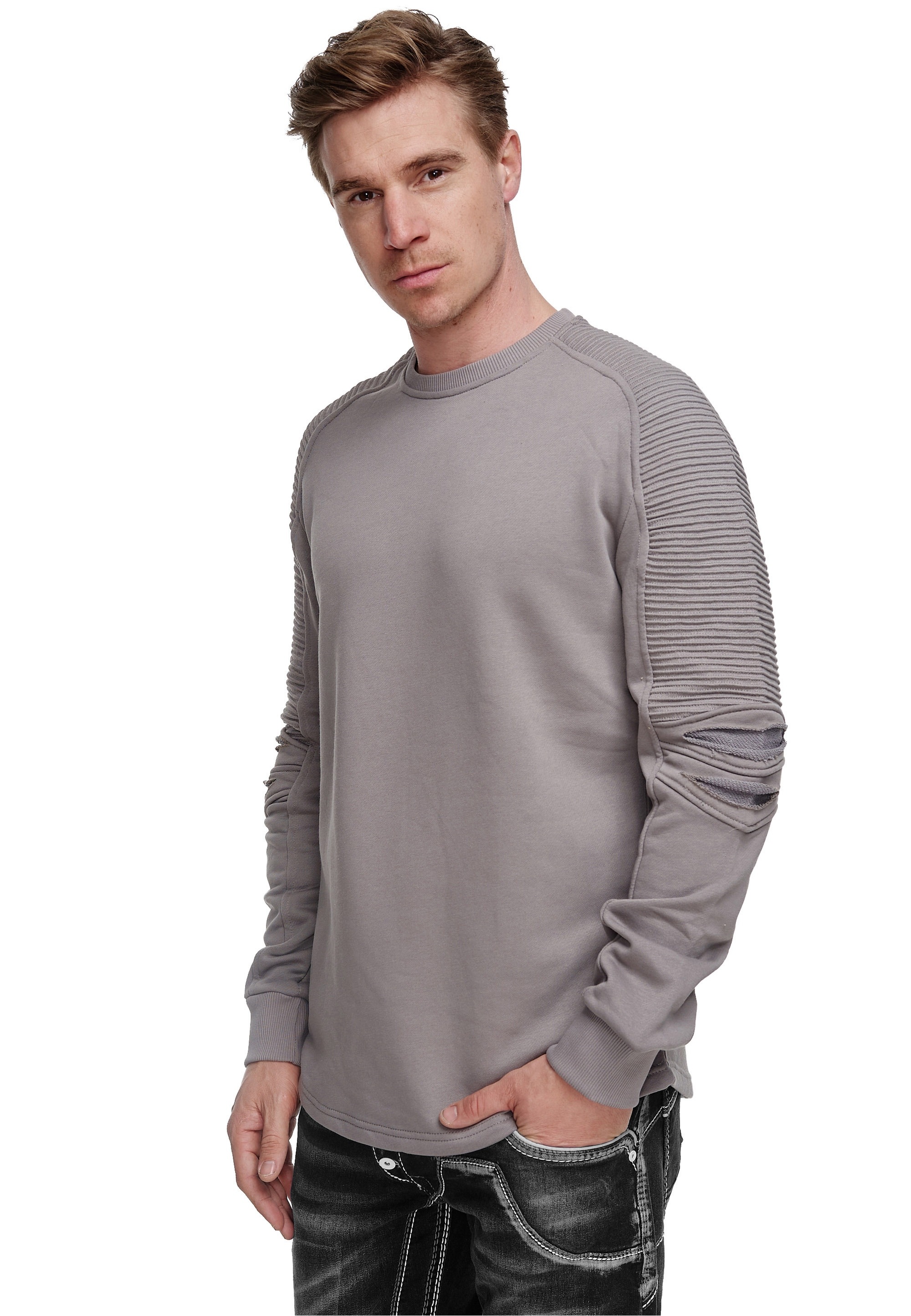 Rusty Neal Sweatshirt, mit geripptem Ärmeldesign