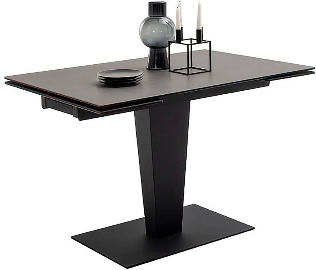 MCA furniture Esstisch »PESARO Auszugstisch mit Säule 120-180 cm«, (Einzelstück), Keramik,Edelstahl,Stirnauszug,ausziehbar,Tischplatte 14 mm