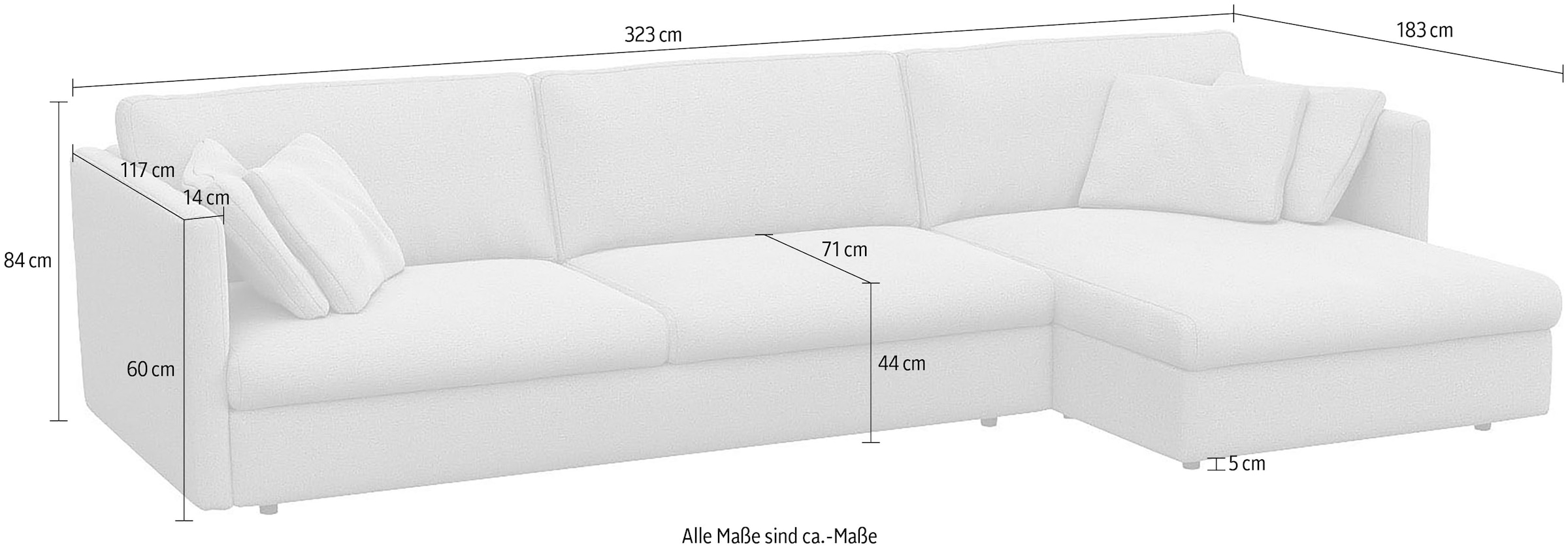 FLEXLUX Ecksofa »Lovane«, Weich & anschmiegsam, große Sitztiefe auf Kaltschaum, Dekokissen inkl.