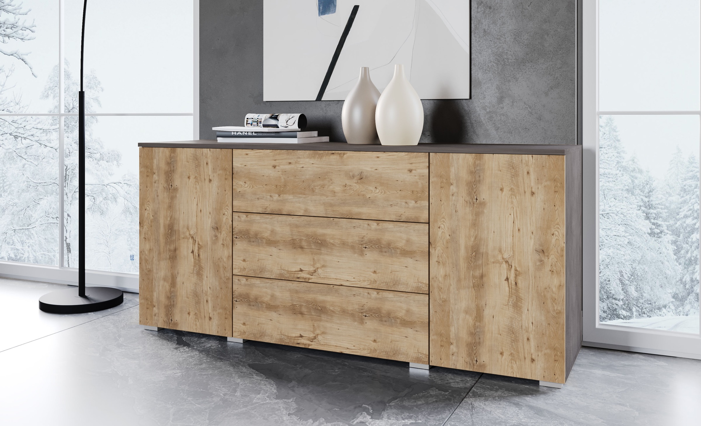 OTTO home Sideboard "PARIS" 1 Stk. tlg. Moderne 150cm breite grifflose Kommode, vielseitig einsetzbar