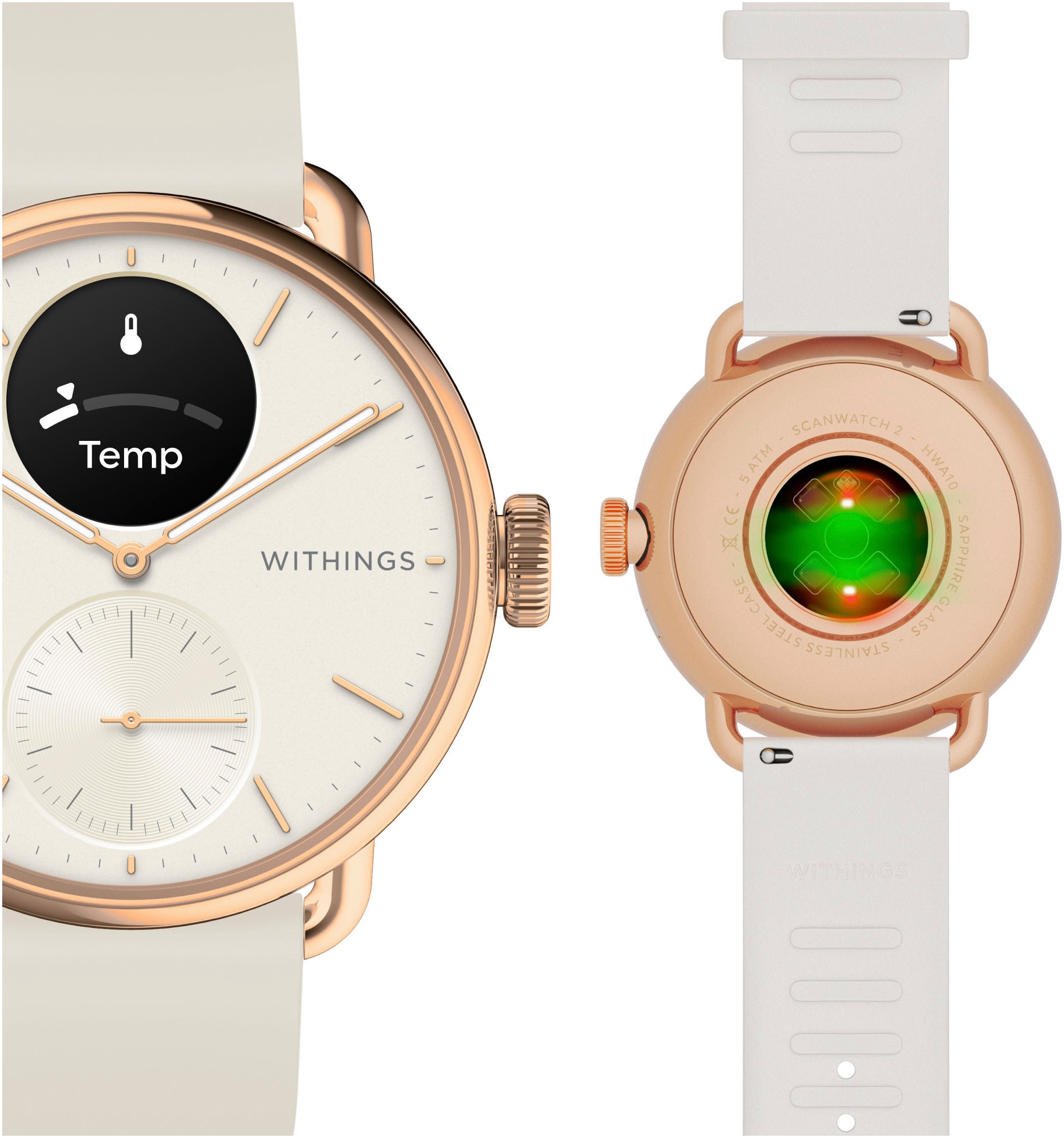 Withings Smartwatch »ScanWatch 2 38mm«, HealthSense OS,)