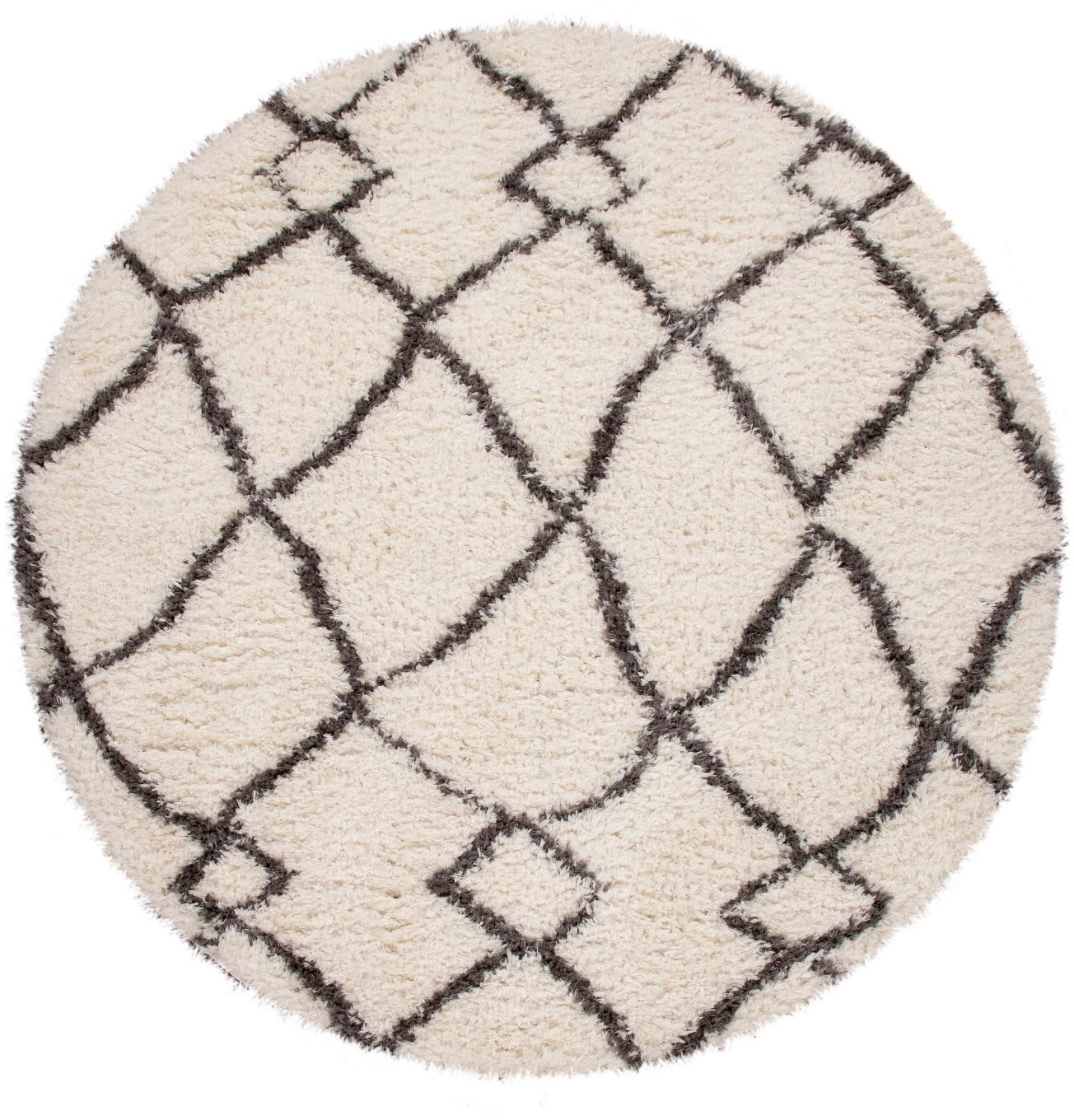 Paco Home Hochflor-Teppich "Orebro 170" rund 44 mm Höhe modernes Rauten Mus günstig online kaufen