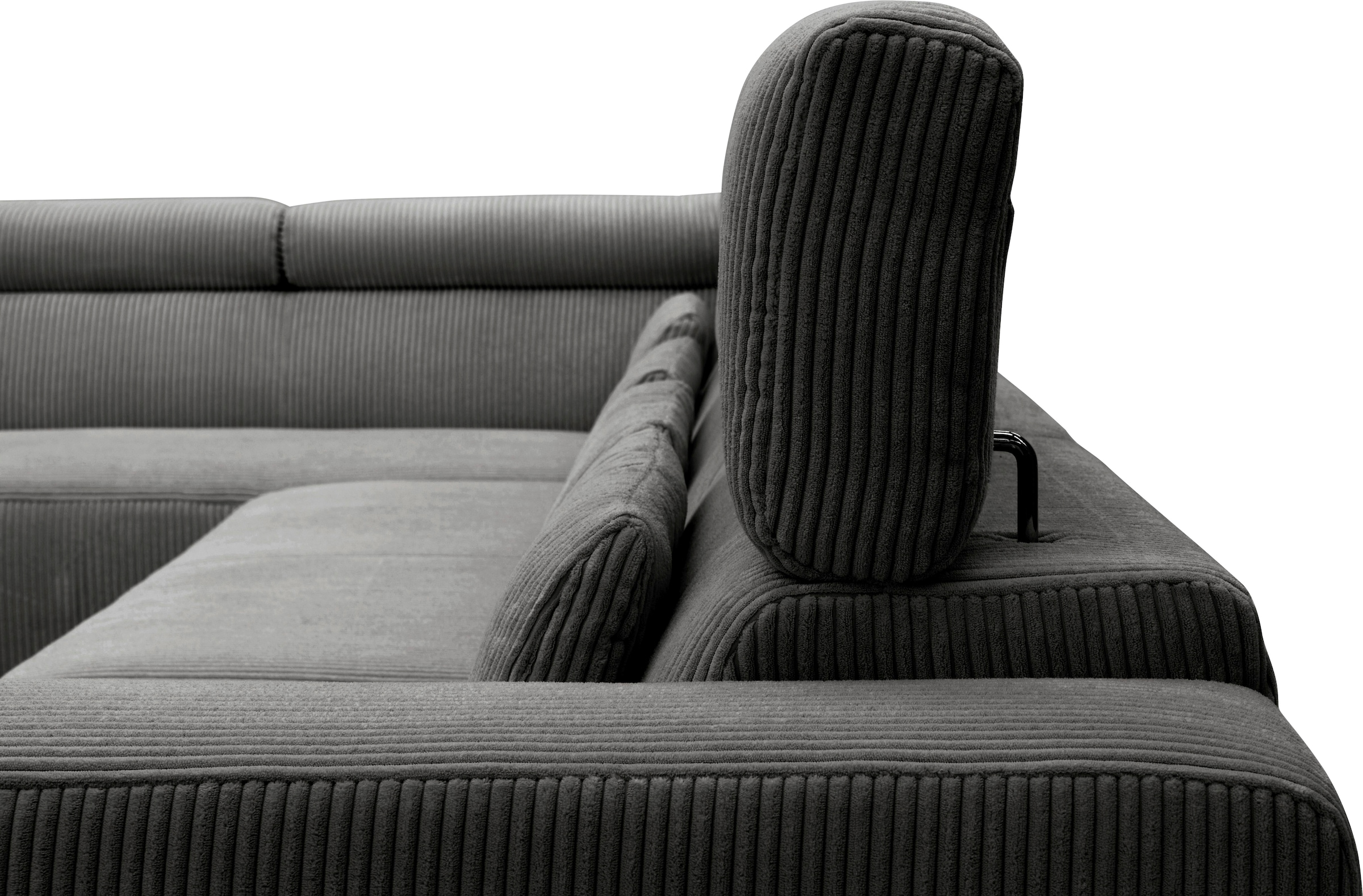 DOMO collection Wohnlandschaft »Brandon viele Bezugsarten, auch in Cord und Leder, incl. Nierenkissen«, mit Kopfteilverstellung, wahlweise Sitztiefenverstellung, U-Form