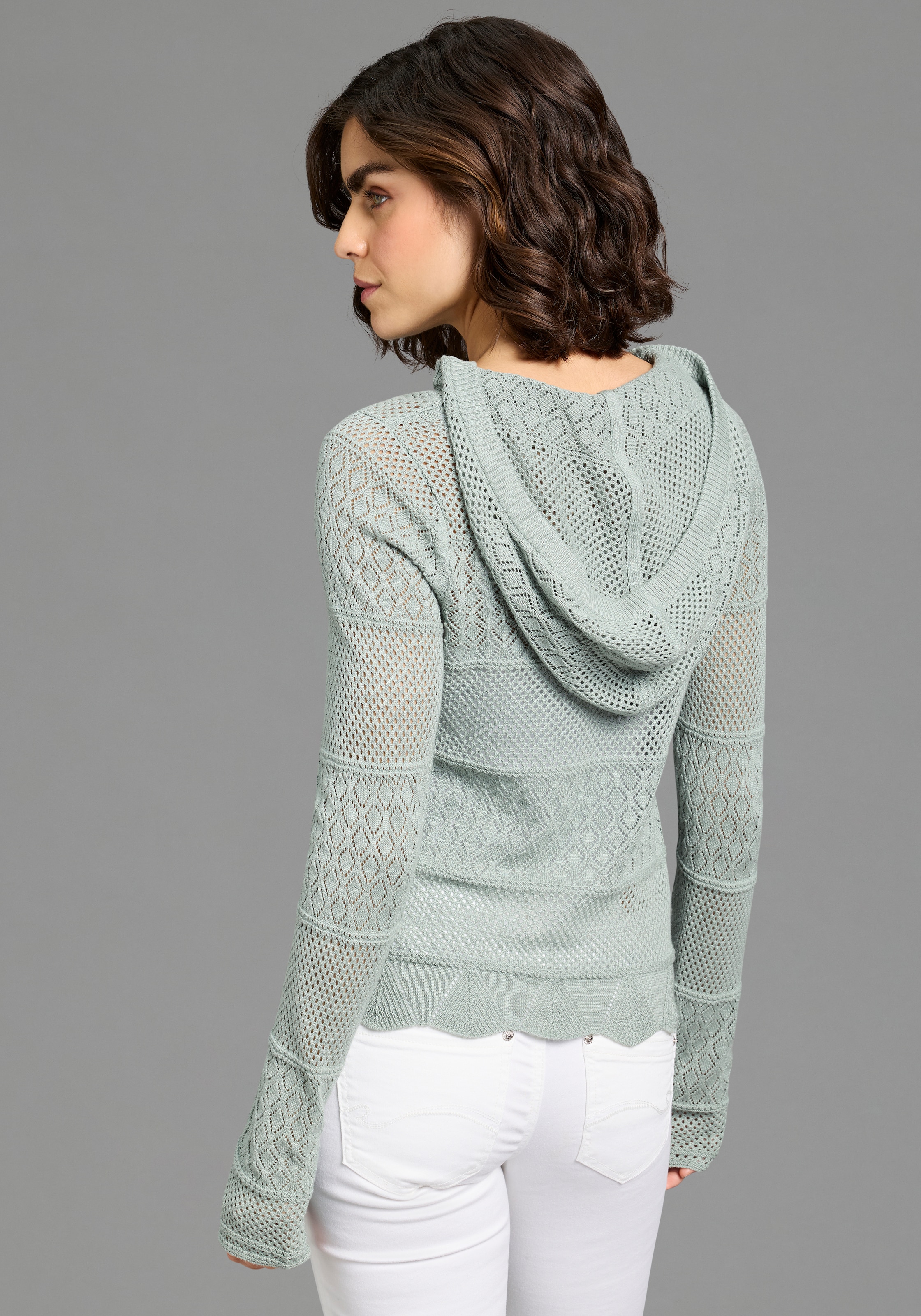 KangaROOS Ajourpullover aus Baumwolle, mit V-Ausschnitt, bequeme Passform, günstig online kaufen