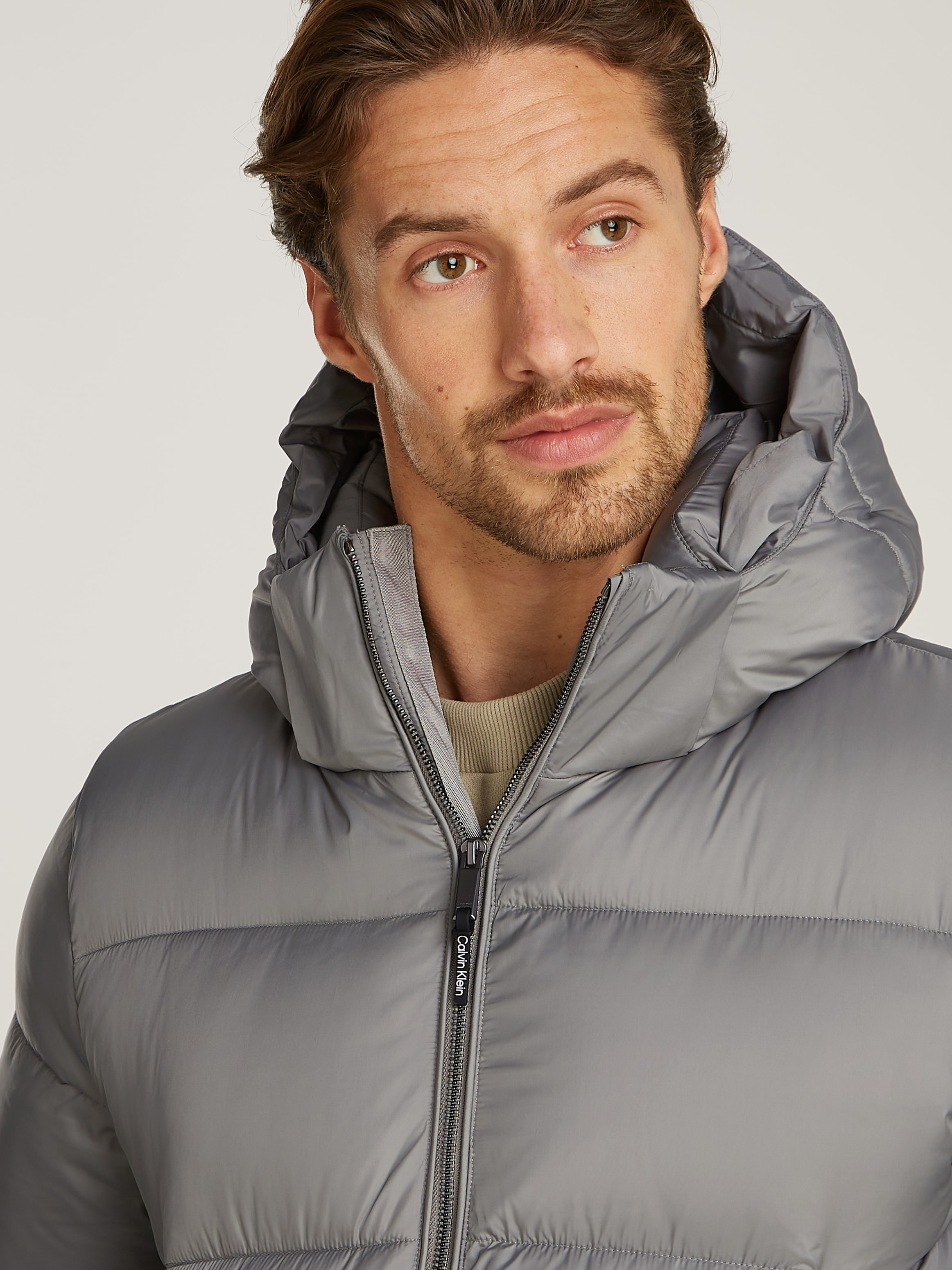 Calvin Klein Outdoorjacke »HOODED QUILT PUFFER MW«, mit Kapuze, mit Logopatch