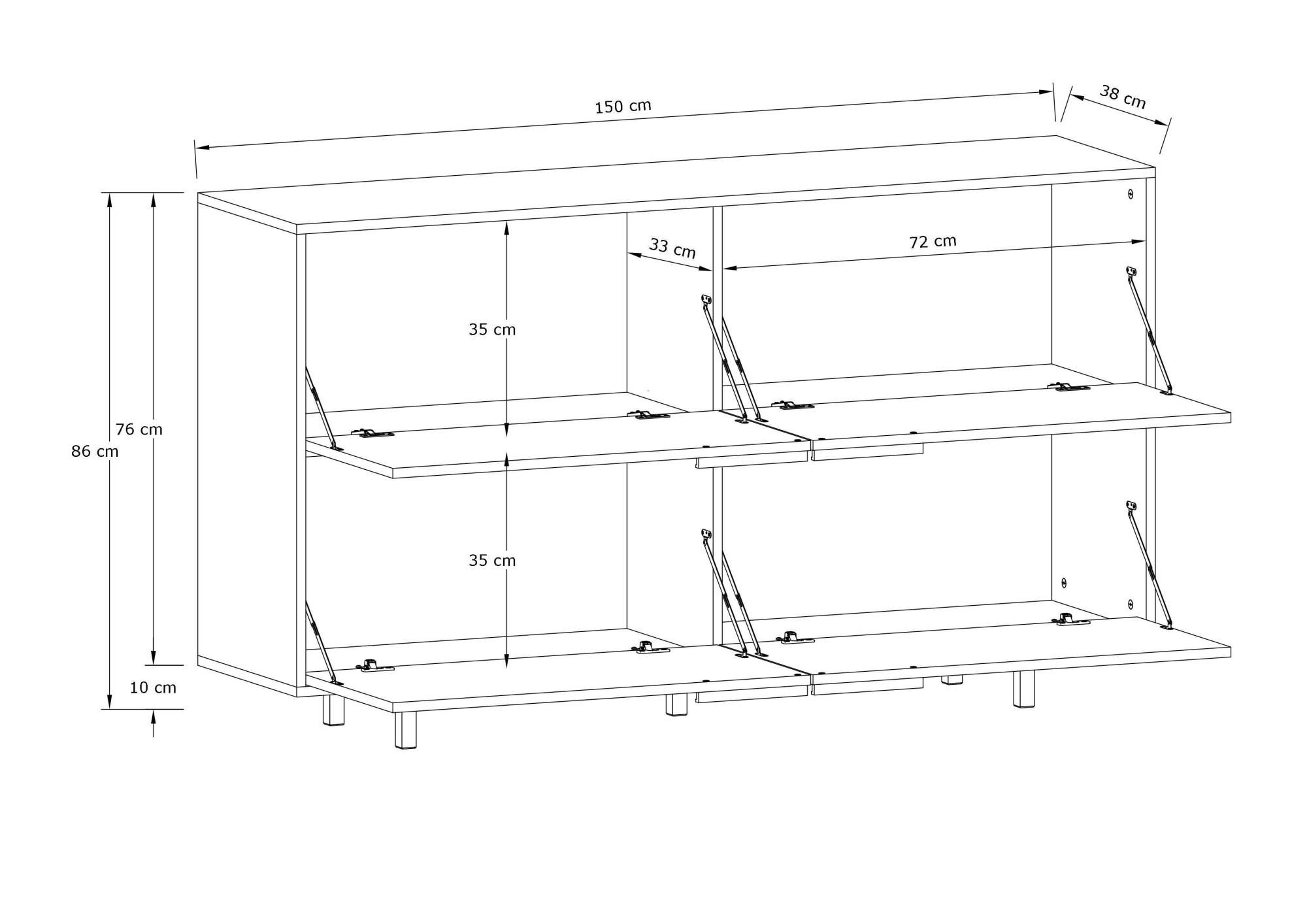 INOSIGN Sideboard »Dinant«, Kommode, mit 4 Klappen, Breite 150 cm
